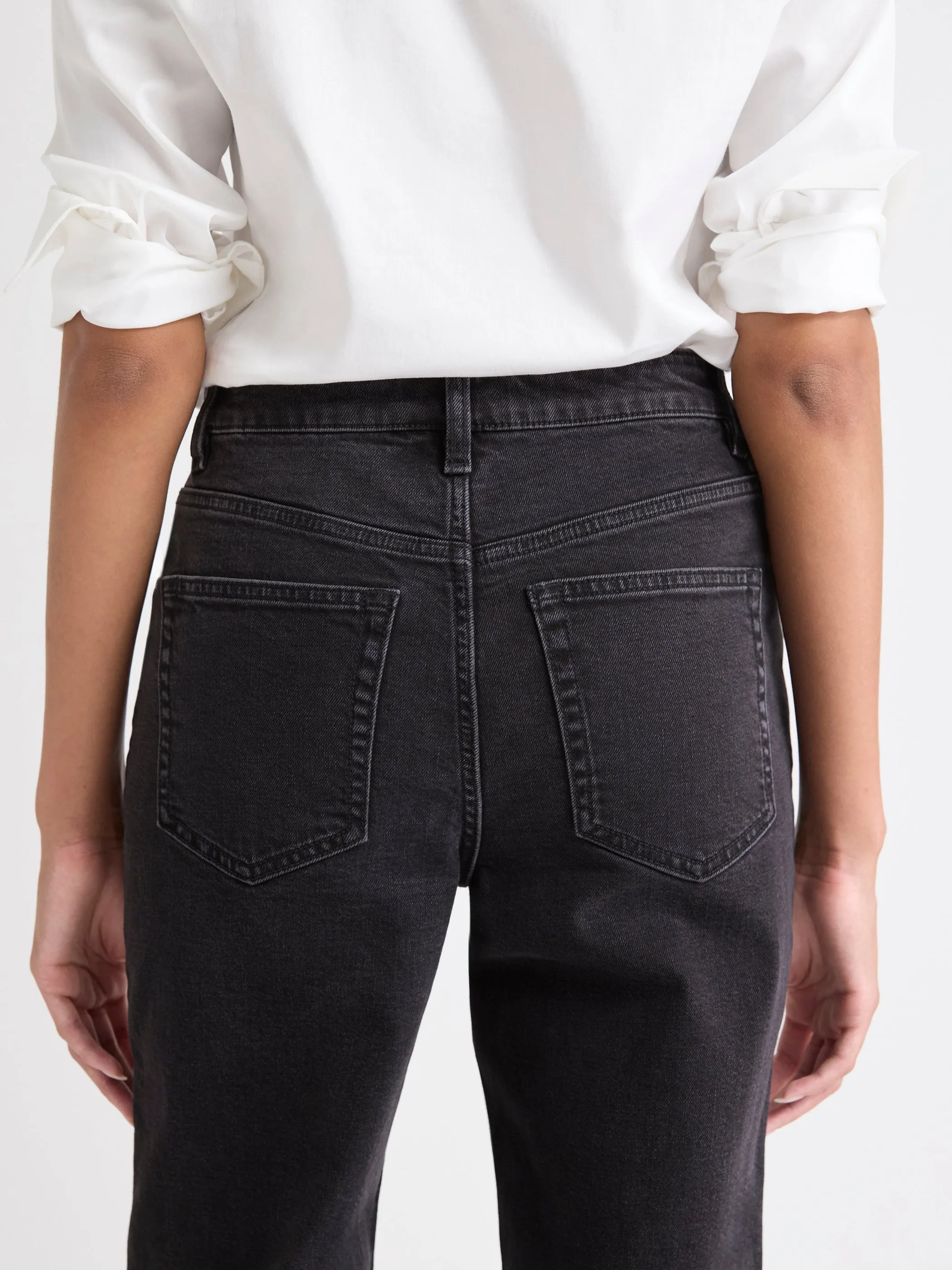 Dark Grey High-Rise Straight-Leg Jeans sold by RW&CO. product image thumbnail 3