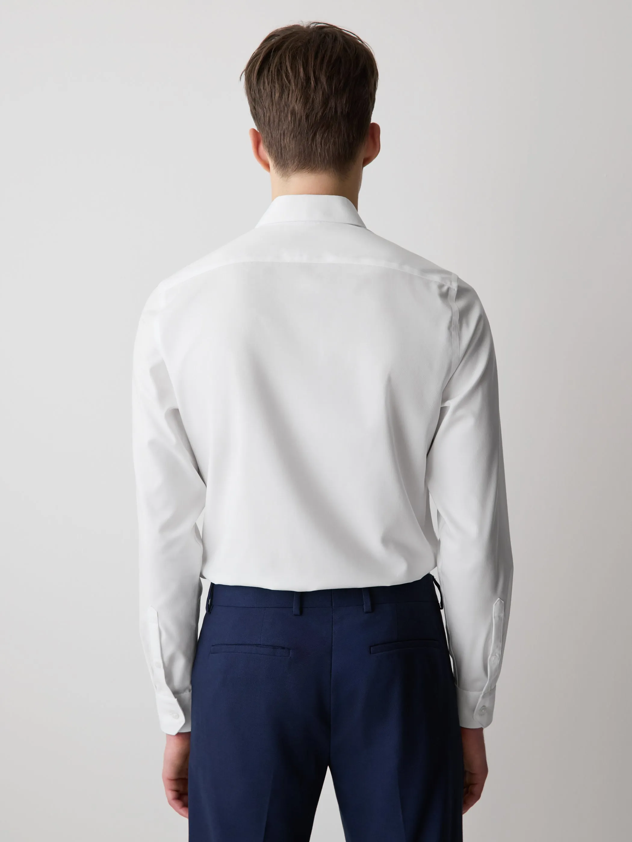Slim Fit Solid Supima (R) Cotton Twill Dress Shirt sold by RW&CO. product image thumbnail 3