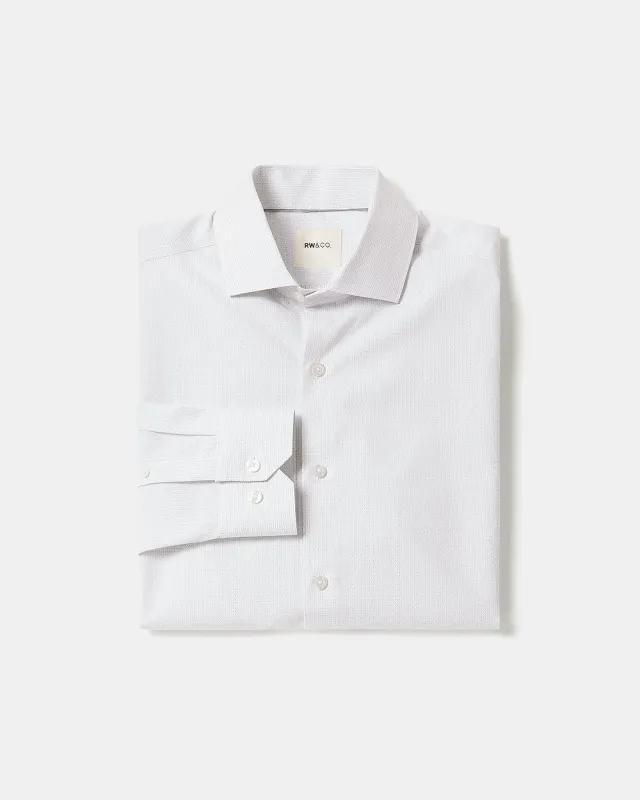 White Slim Fit Dress Shirt with Grey Micro Dots sold by RW&CO.