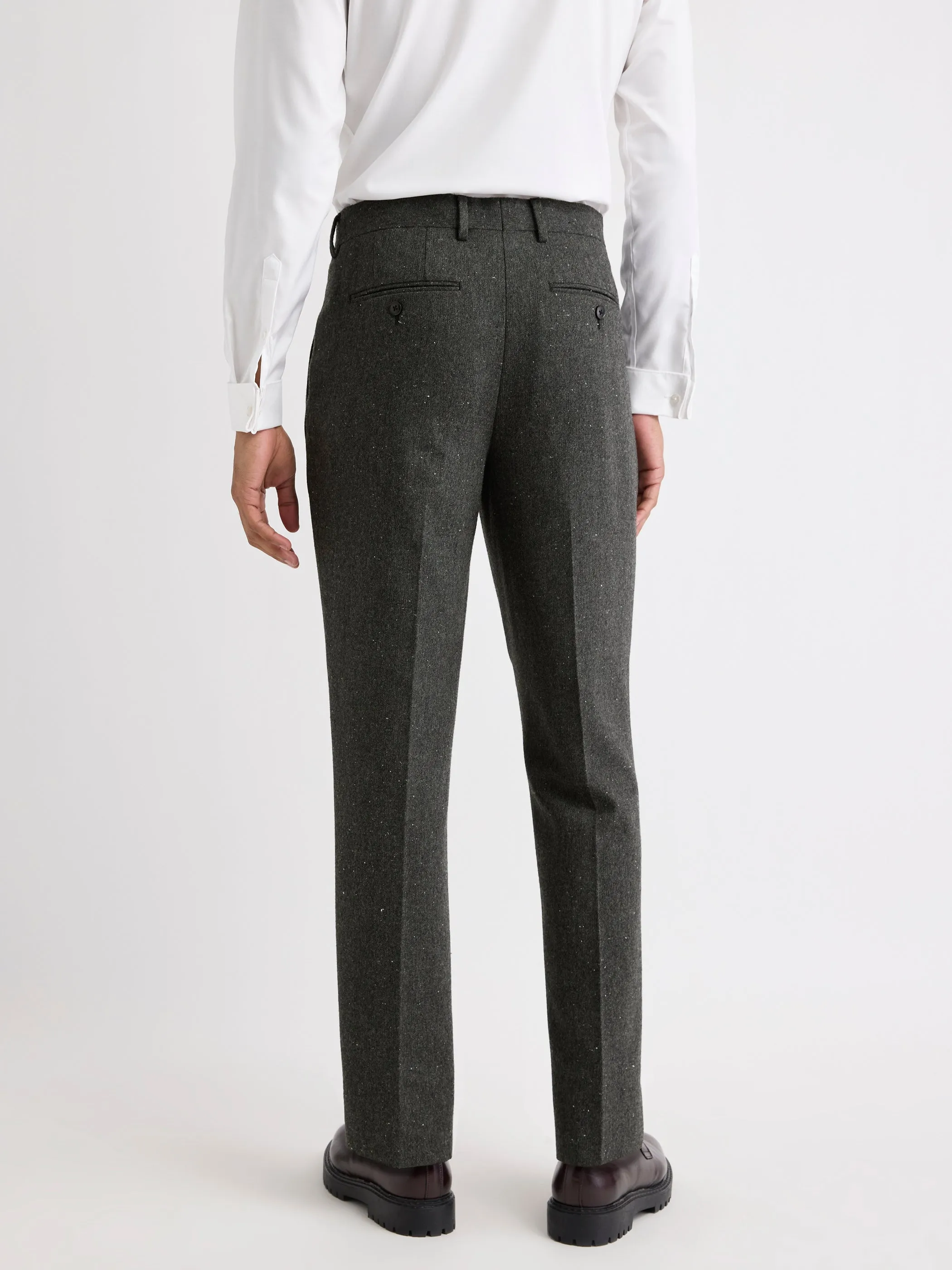 Pleated Tapered-Leg Tweed Suit Pant sold by RW&CO. product image thumbnail 3