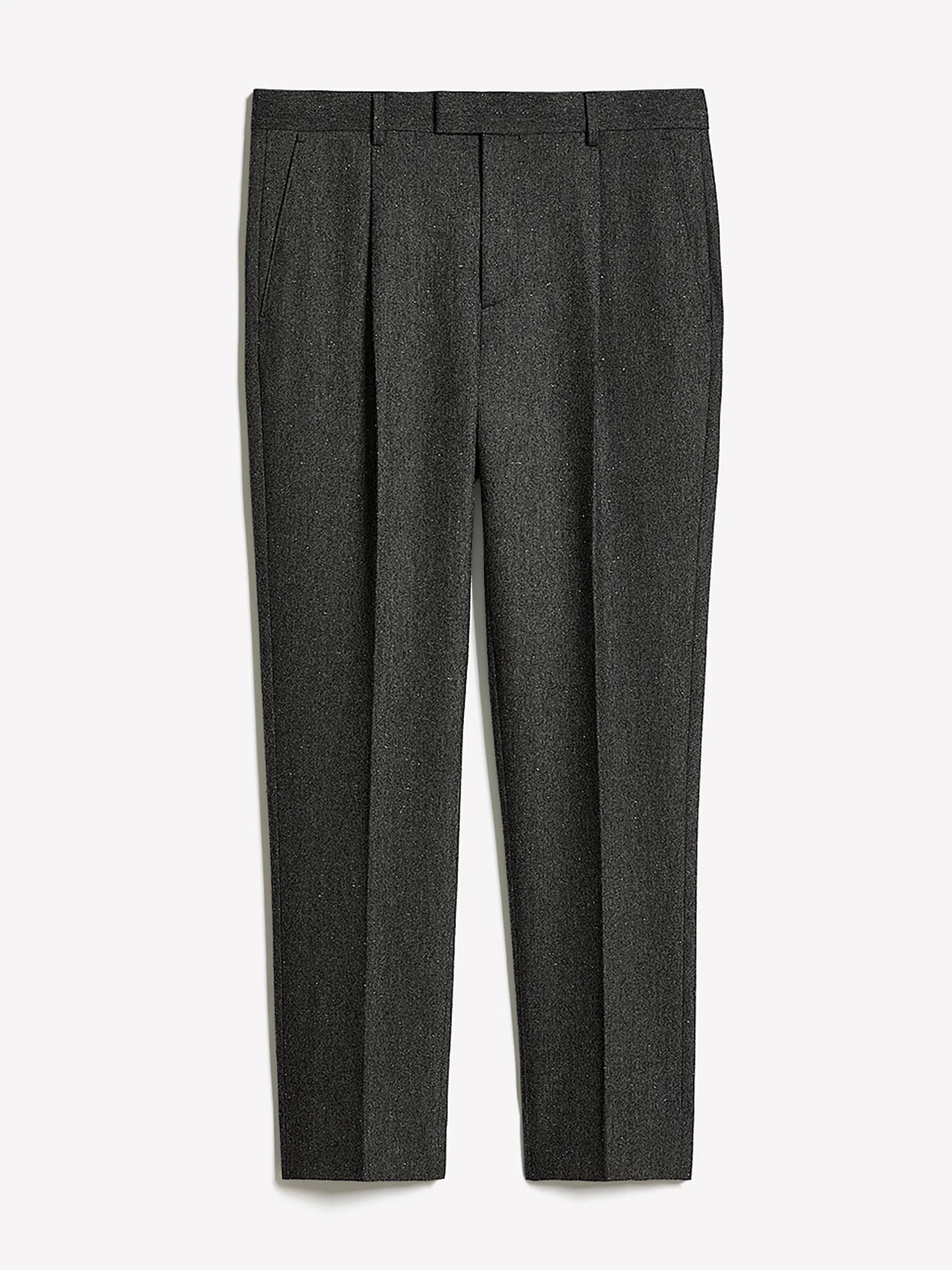 Pleated Tapered-Leg Tweed Suit Pant sold by RW&CO. product image thumbnail 4