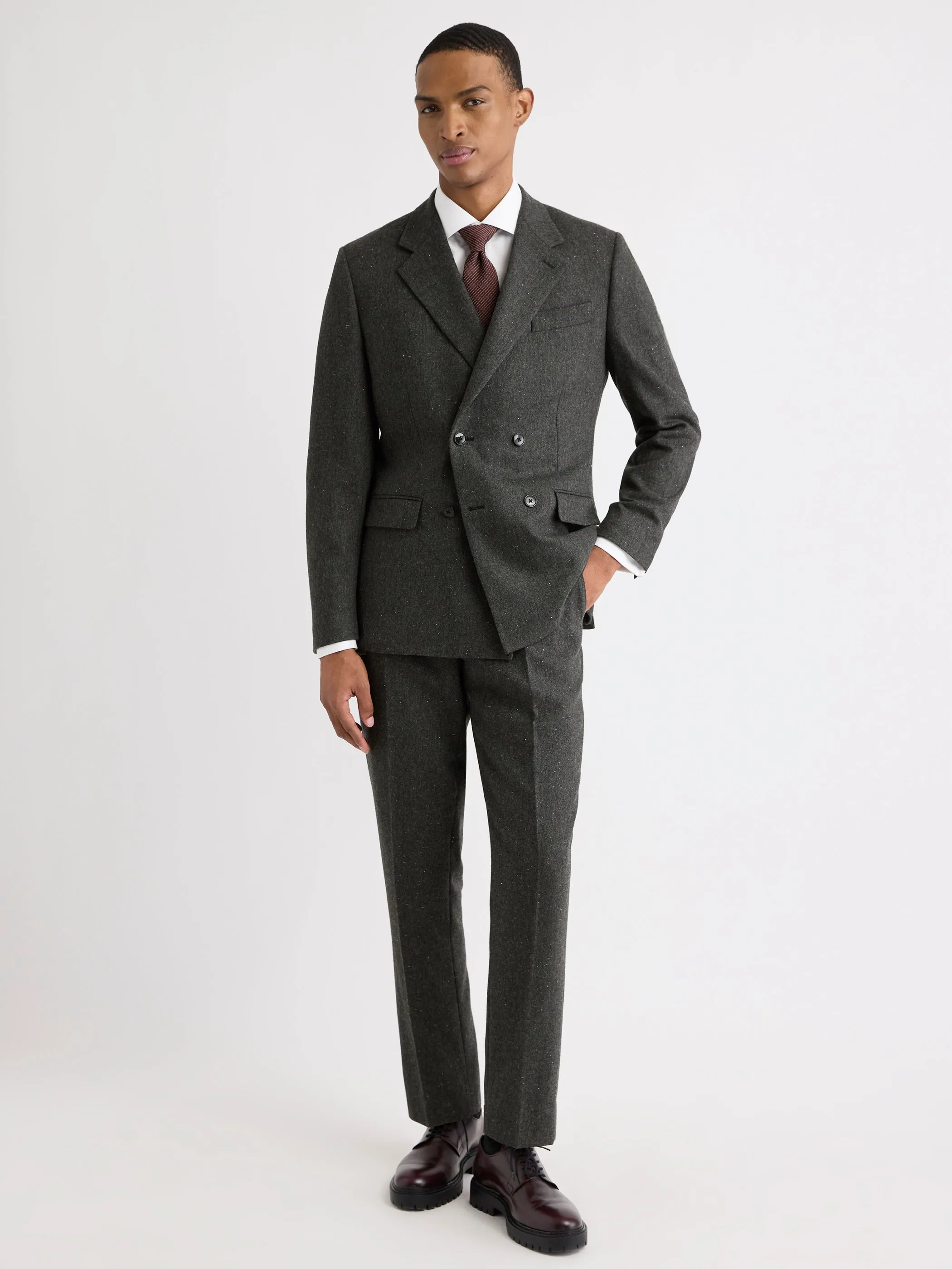 Pleated Tapered-Leg Tweed Suit Pant sold by RW&CO.