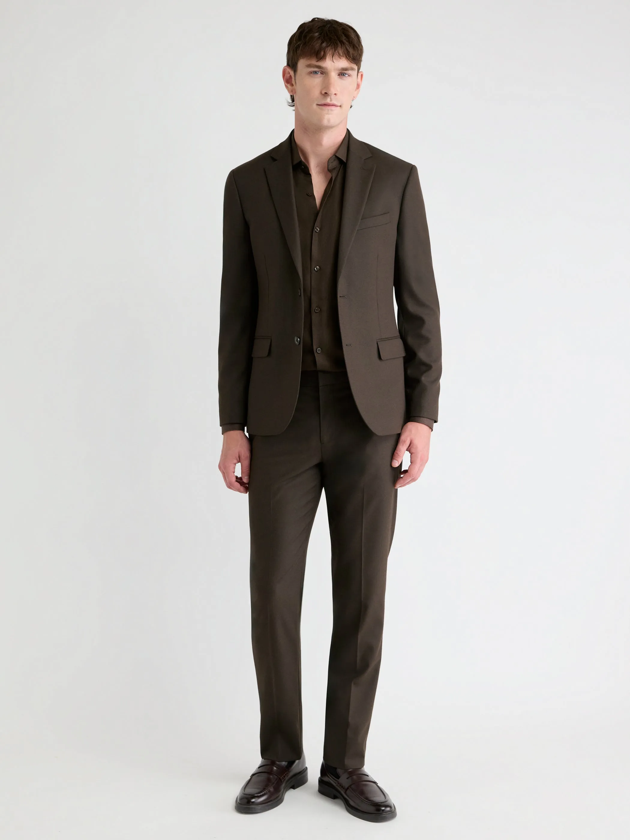 Slim-Fit Dark Brown Brushed Twill Pant sold by RW&CO.