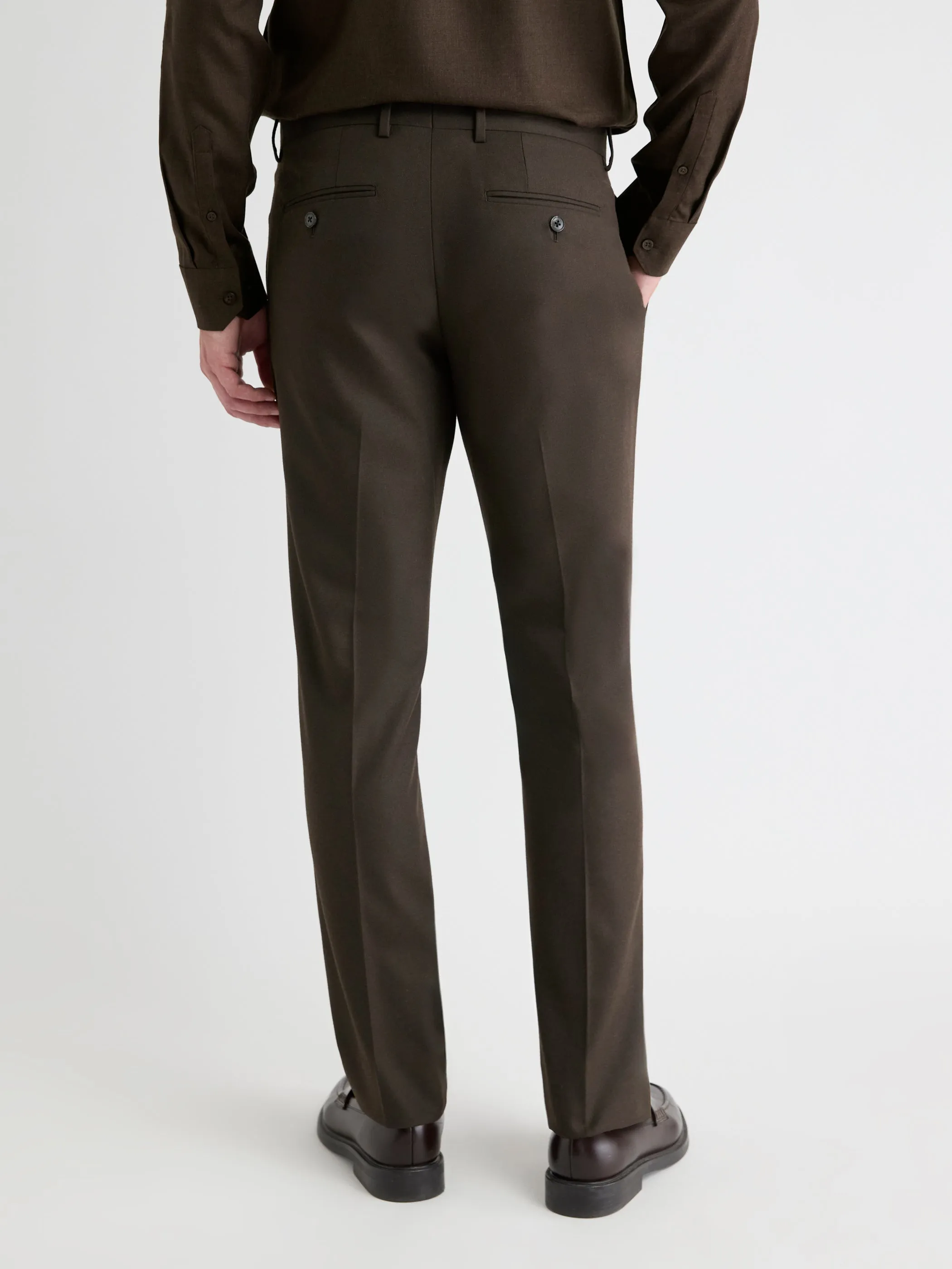 Slim-Fit Dark Brown Brushed Twill Pant sold by RW&CO. product image thumbnail 3