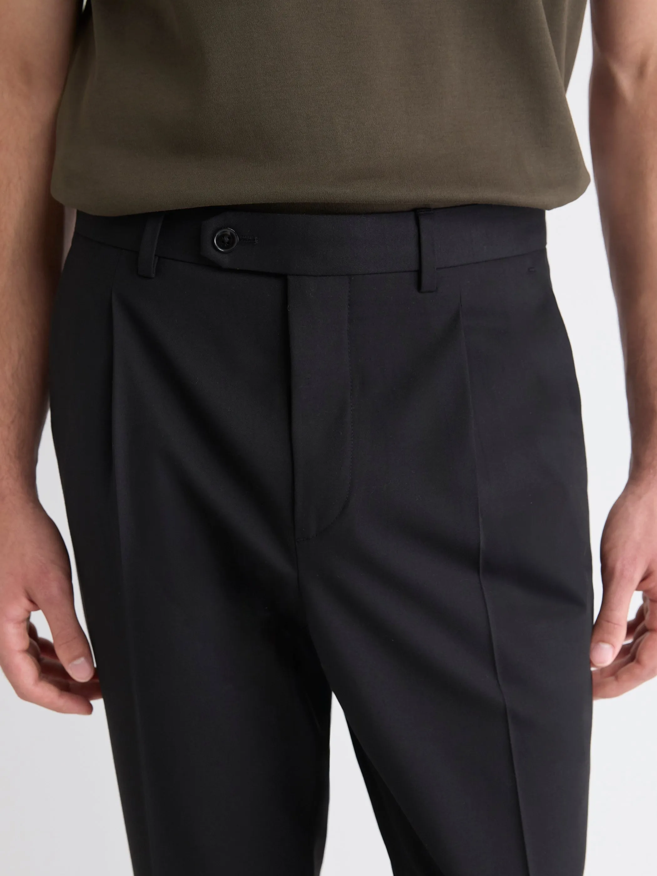 Wool-Blend Tapered-Leg Pleated Dress Pant sold by RW&CO. product image thumbnail 4