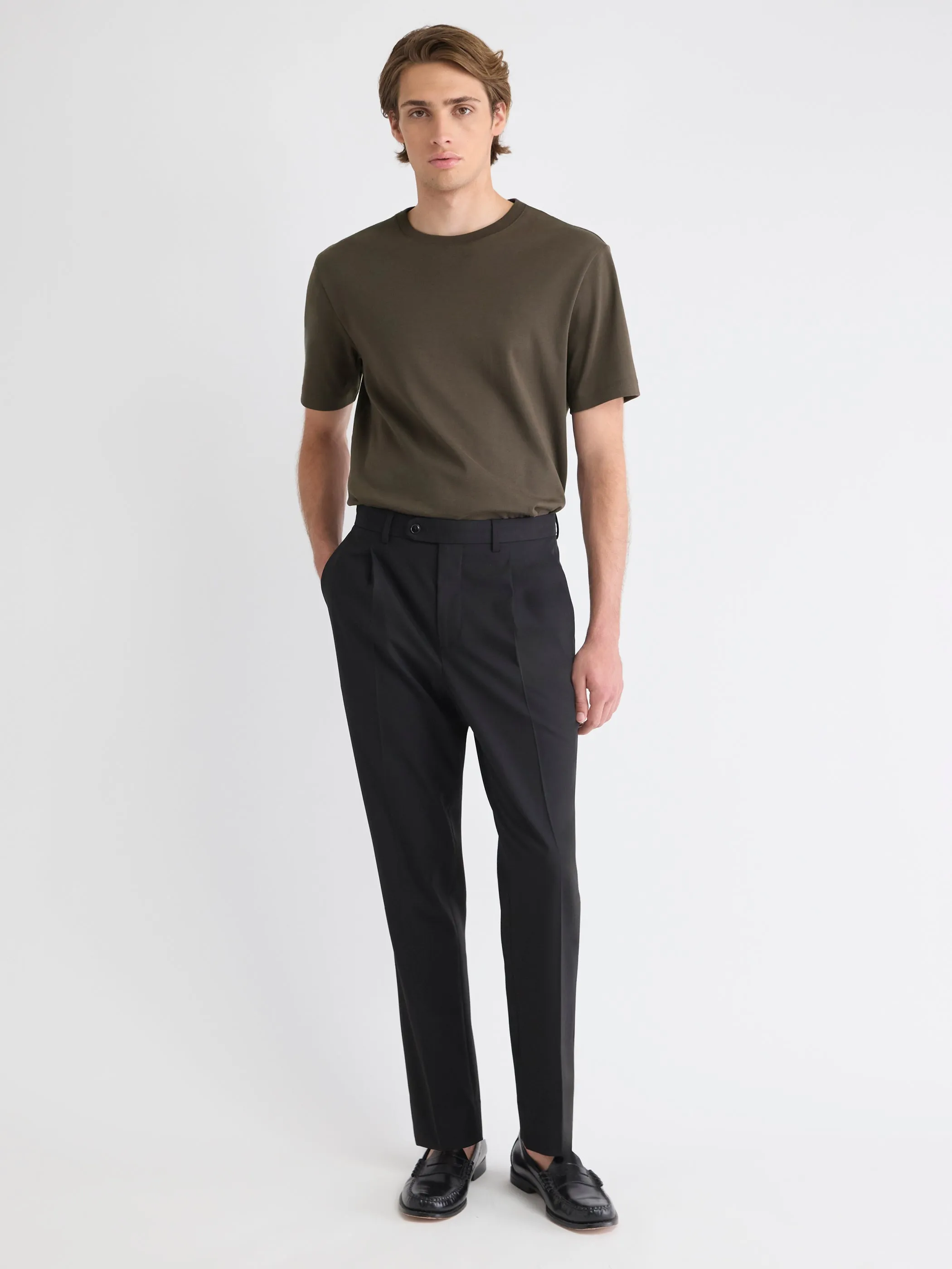 Wool-Blend Tapered-Leg Pleated Dress Pant sold by RW&CO.
