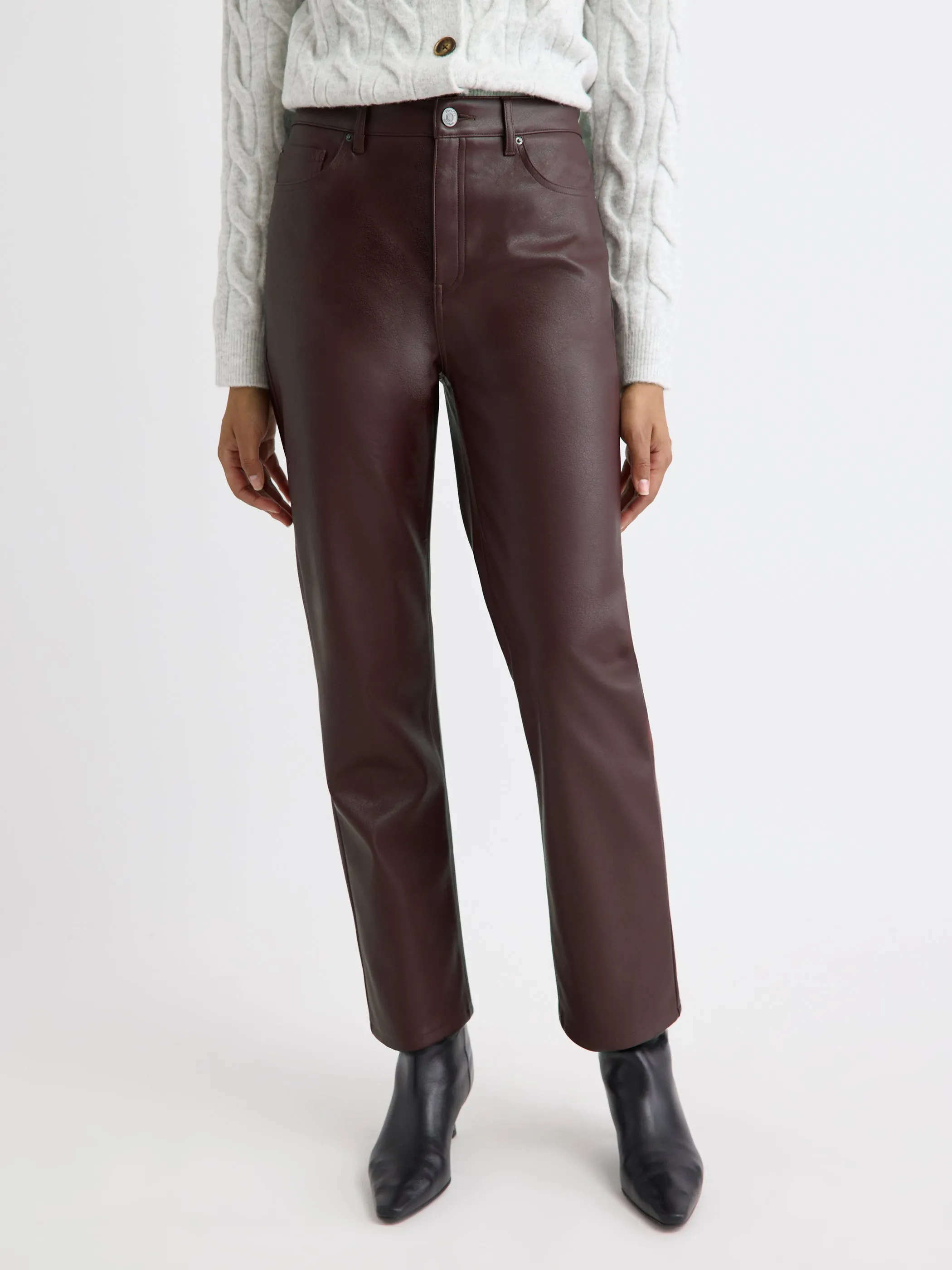 High-Rise Straight-Leg Faux-Leather Pant sold by RW&CO. product image thumbnail 5