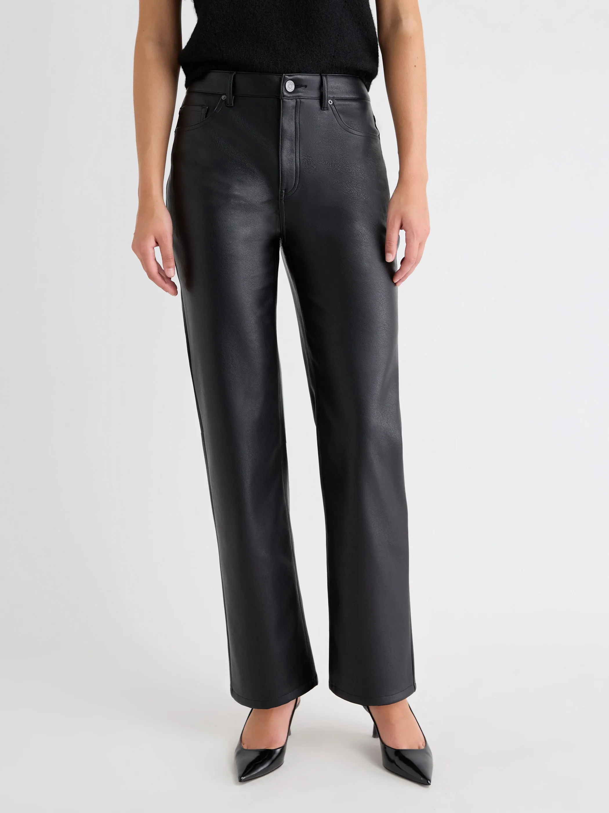 High-Rise Straight-Leg Faux-Leather Pant sold by RW&CO. product image thumbnail 2