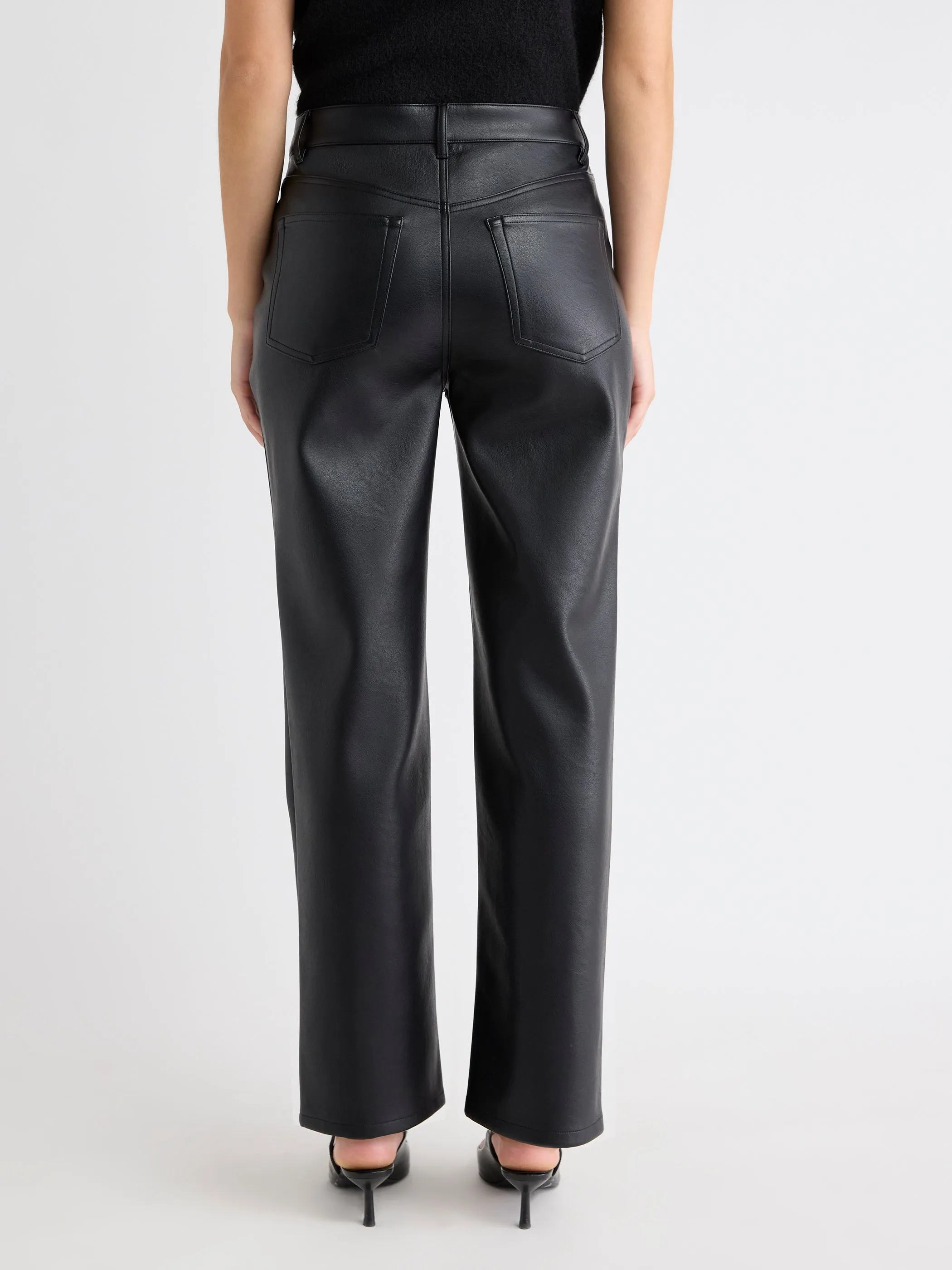 High-Rise Straight-Leg Faux-Leather Pant sold by RW&CO. product image thumbnail 3