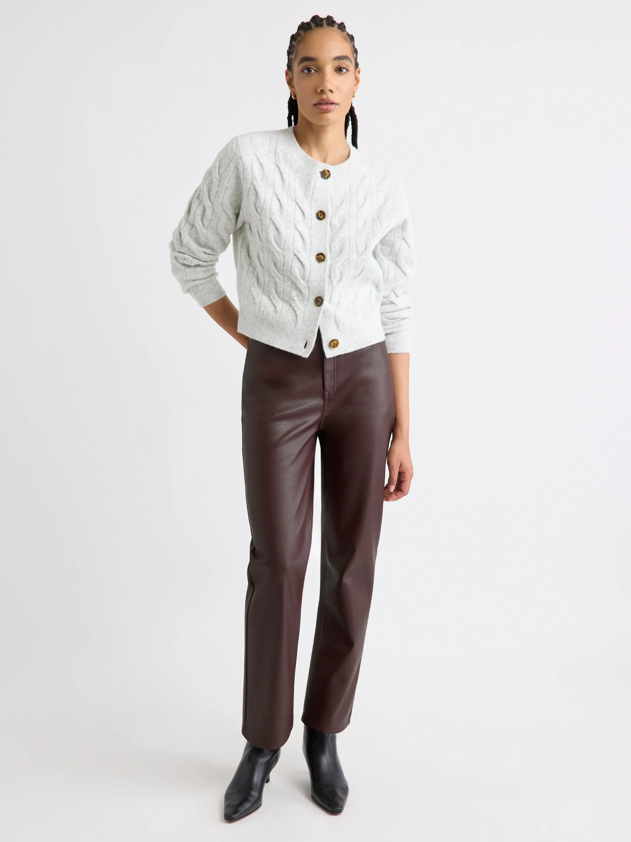 High-Rise Straight-Leg Faux-Leather Pant sold by RW&CO. product image thumbnail 4