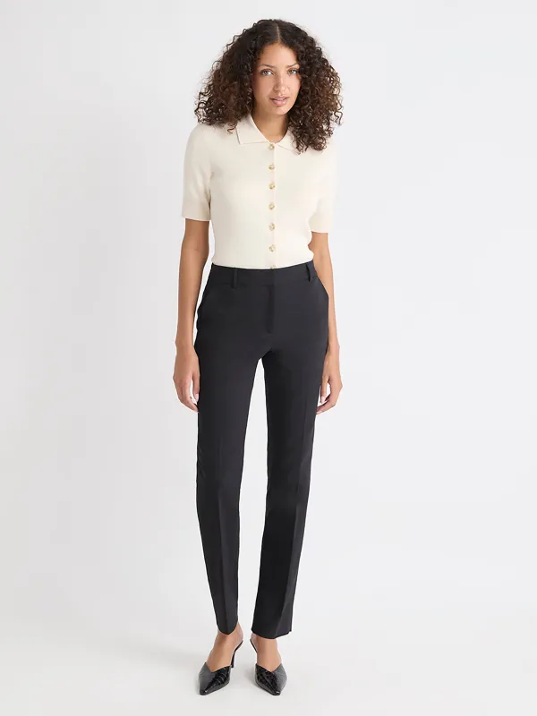 Limitless Black Mid-Rise Long Slim-Leg Signature Pant sold by RW&CO.