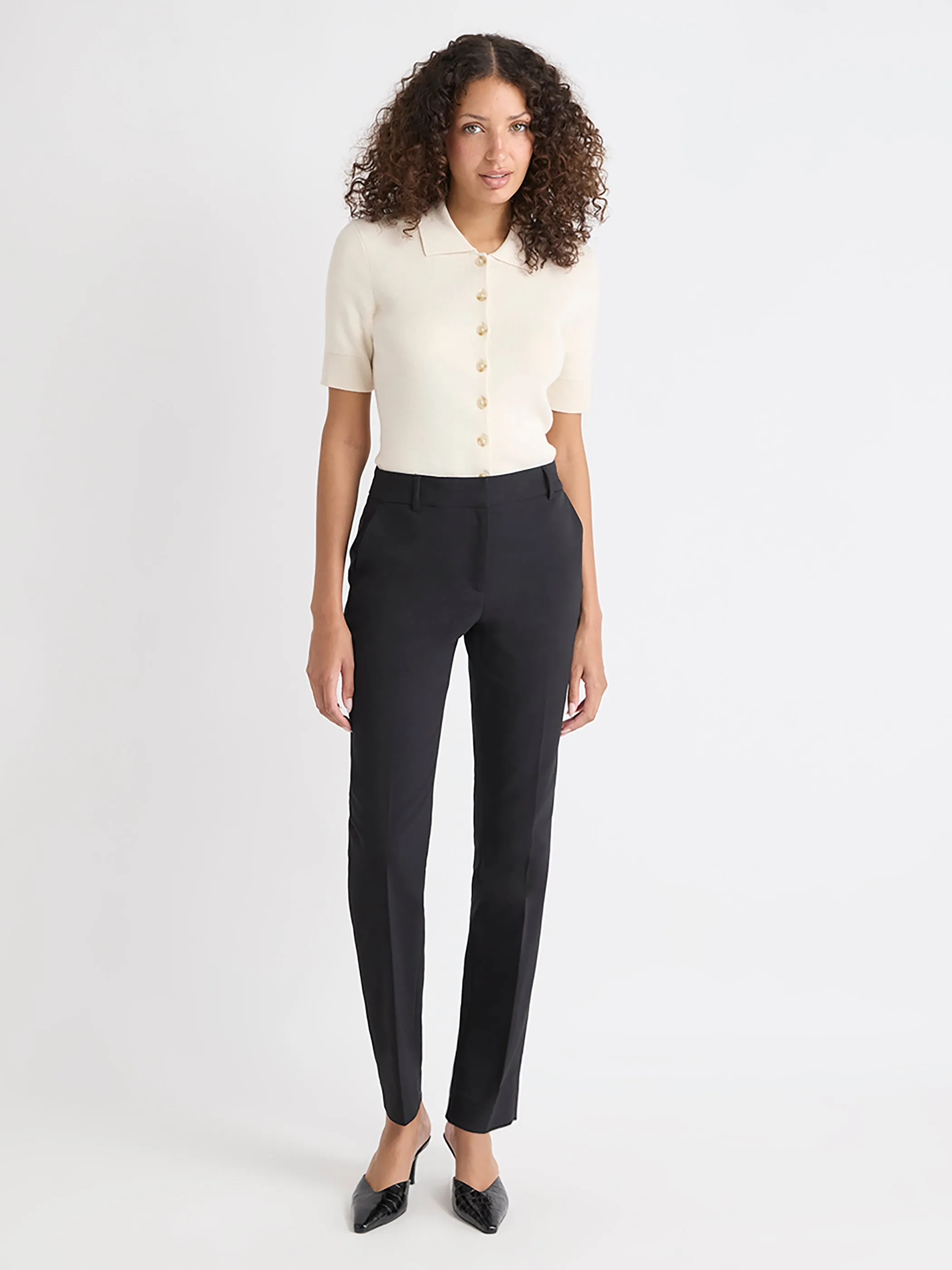 Limitless Black Mid-Rise Long Slim-Leg Signature Pant sold by RW&CO.