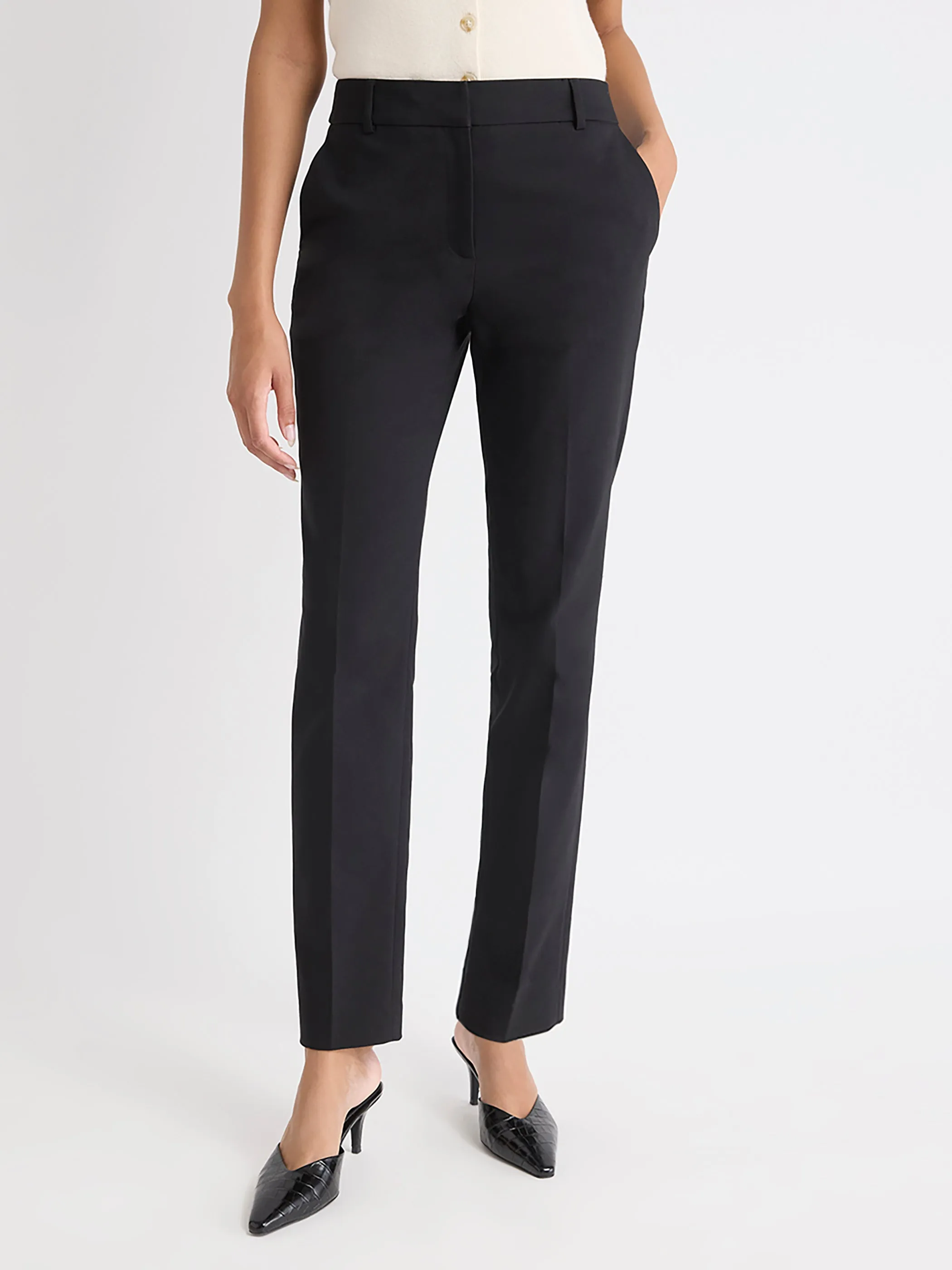 Limitless Black Mid-Rise Long Slim-Leg Signature Pant sold by RW&CO. product image thumbnail 2