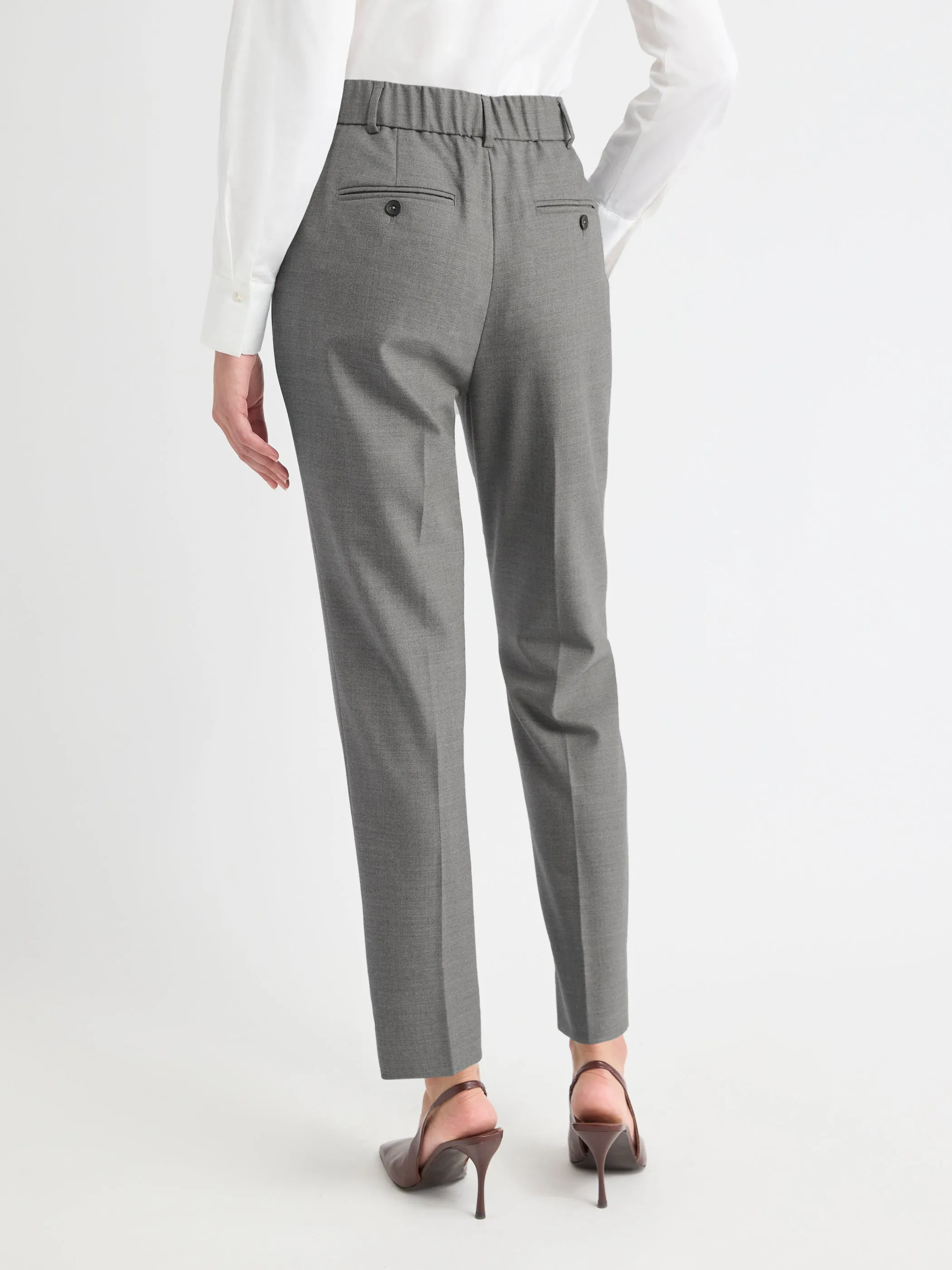 Wool-Blend High-Rise Long Tapered Pant with Elastic Waist sold by RW&CO. product image thumbnail 3