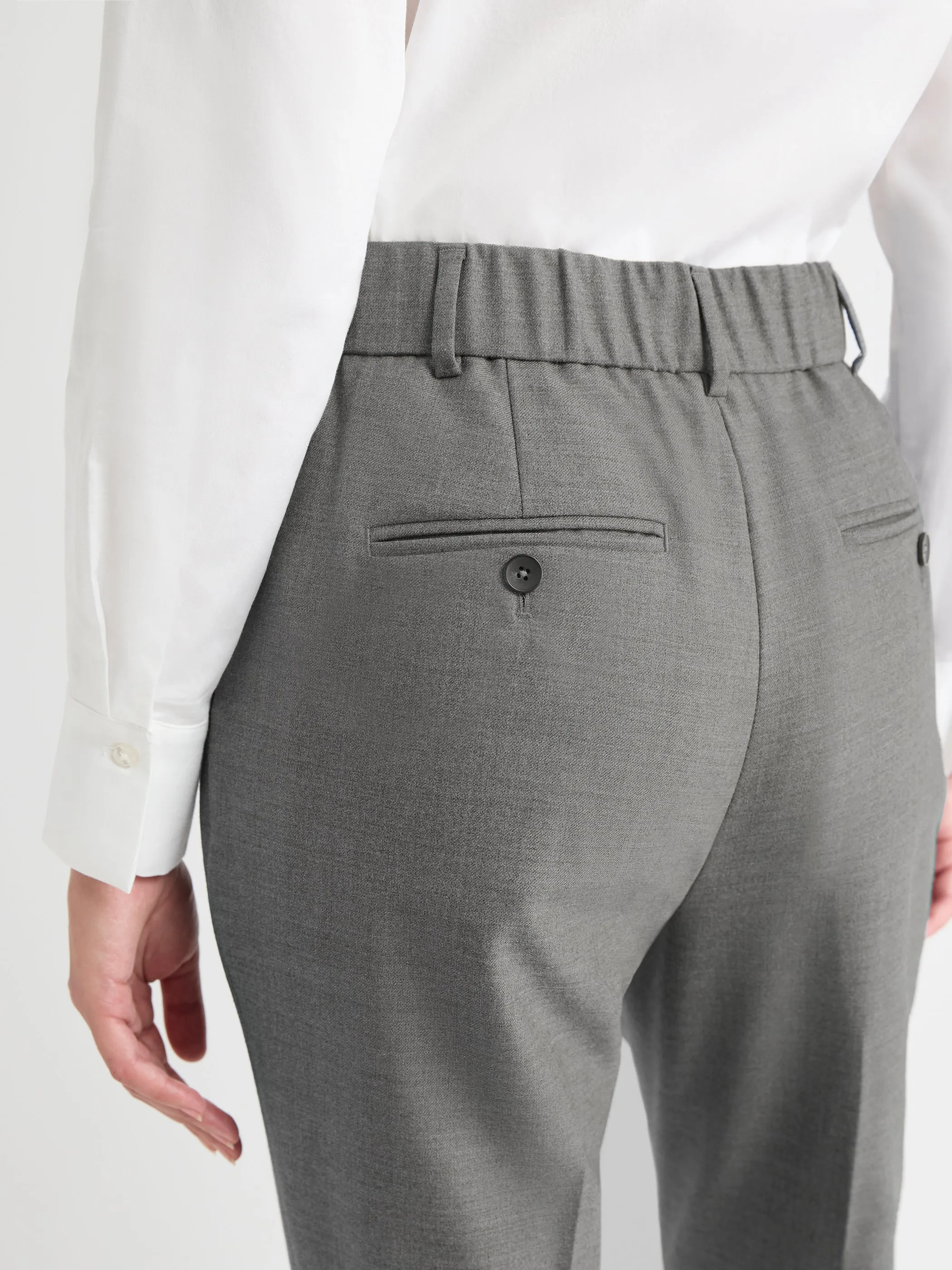 Wool-Blend High-Rise Long Tapered Pant with Elastic Waist sold by RW&CO. product image thumbnail 4