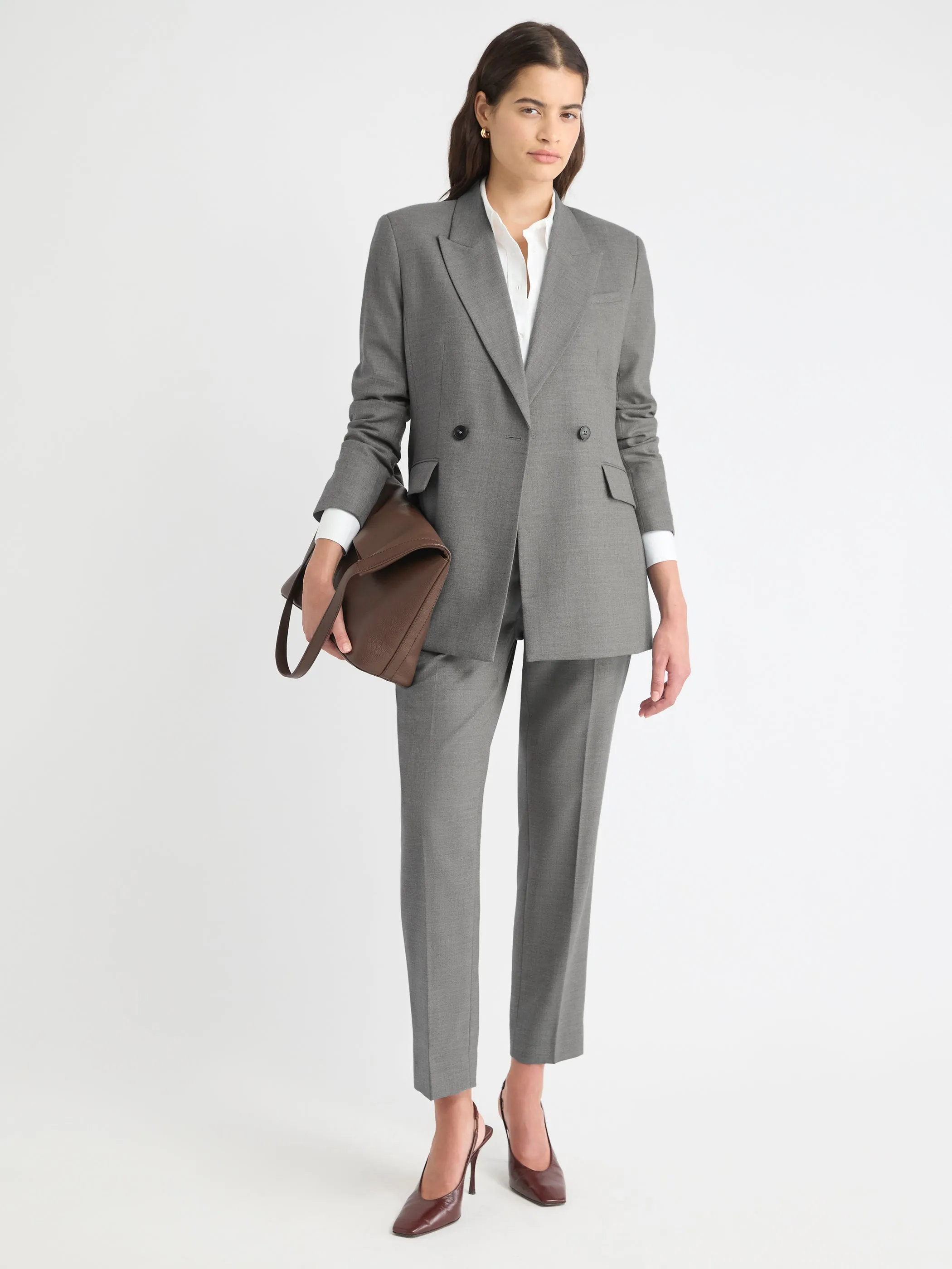 Wool-Blend High-Rise Long Tapered Pant with Elastic Waist sold by RW&CO.