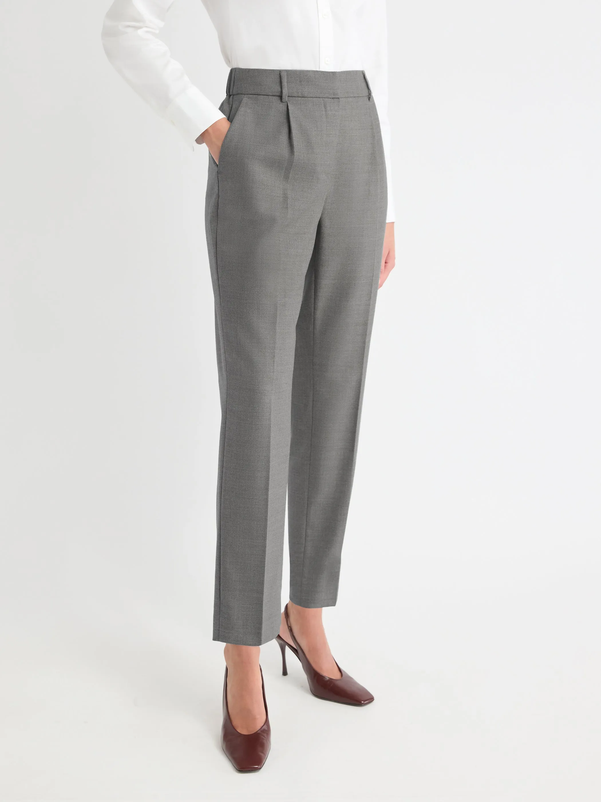 Wool-Blend High-Rise Long Tapered Pant with Elastic Waist sold by RW&CO. product image thumbnail 2