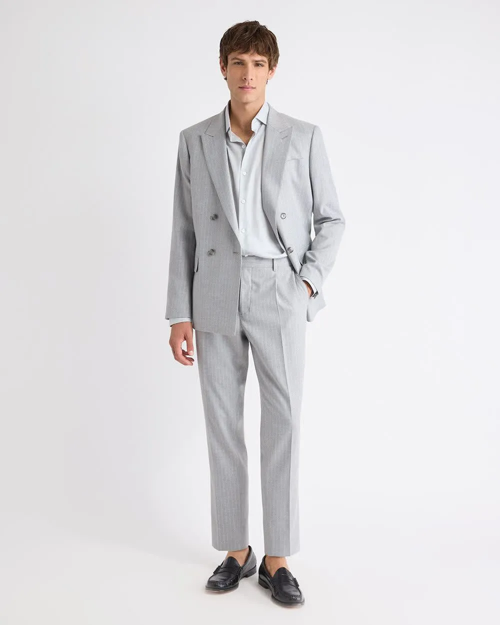 Pleated Tapered-Leg Striped Suit Pant sold by RW&CO. product image thumbnail 2
