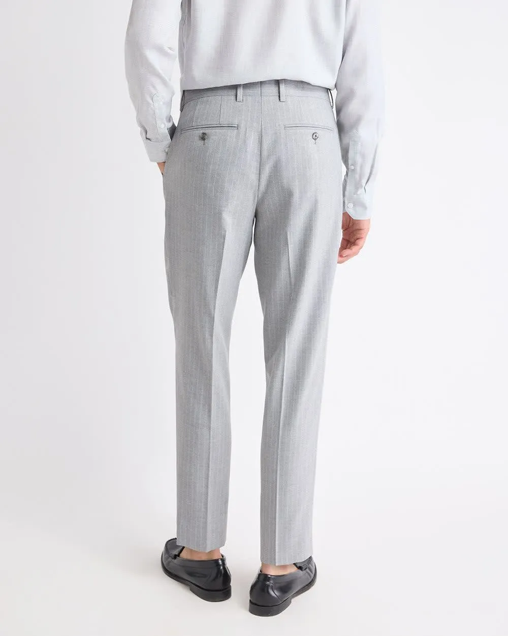 Pleated Tapered-Leg Striped Suit Pant sold by RW&CO. product image thumbnail 3