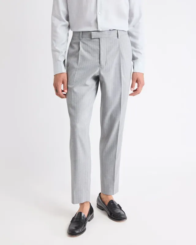 Pleated Tapered-Leg Striped Suit Pant sold by RW&CO.