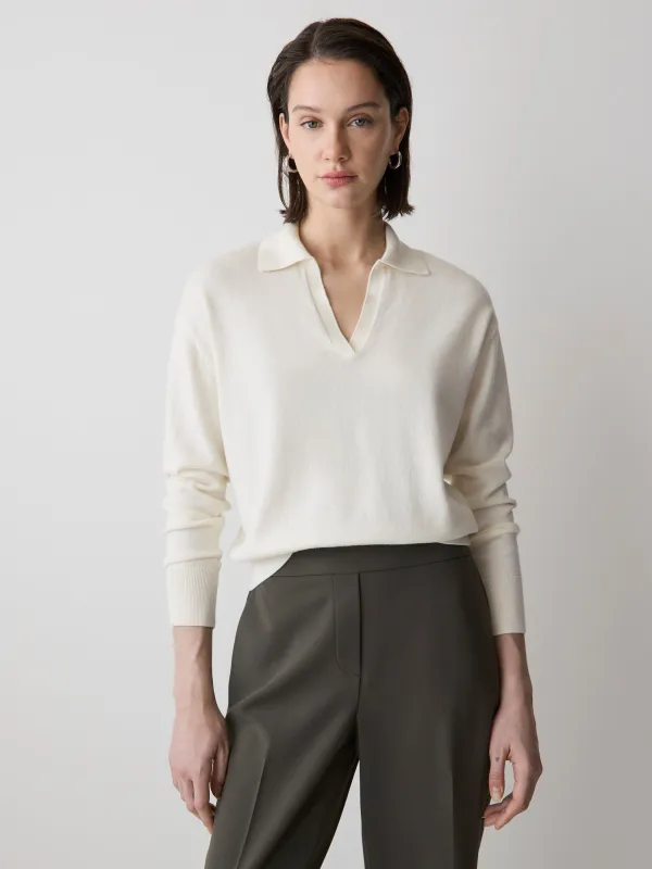 Wool-Blend Long-Sleeve Polo Sweater sold by RW&CO.