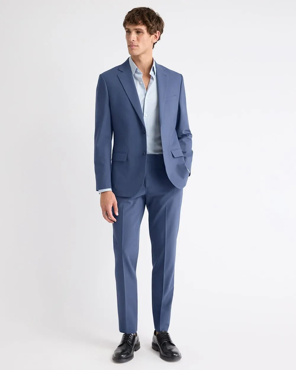Slim-Fit Blue Wool-Blend Suit Pant sold by RW&CO. product image thumbnail 2
