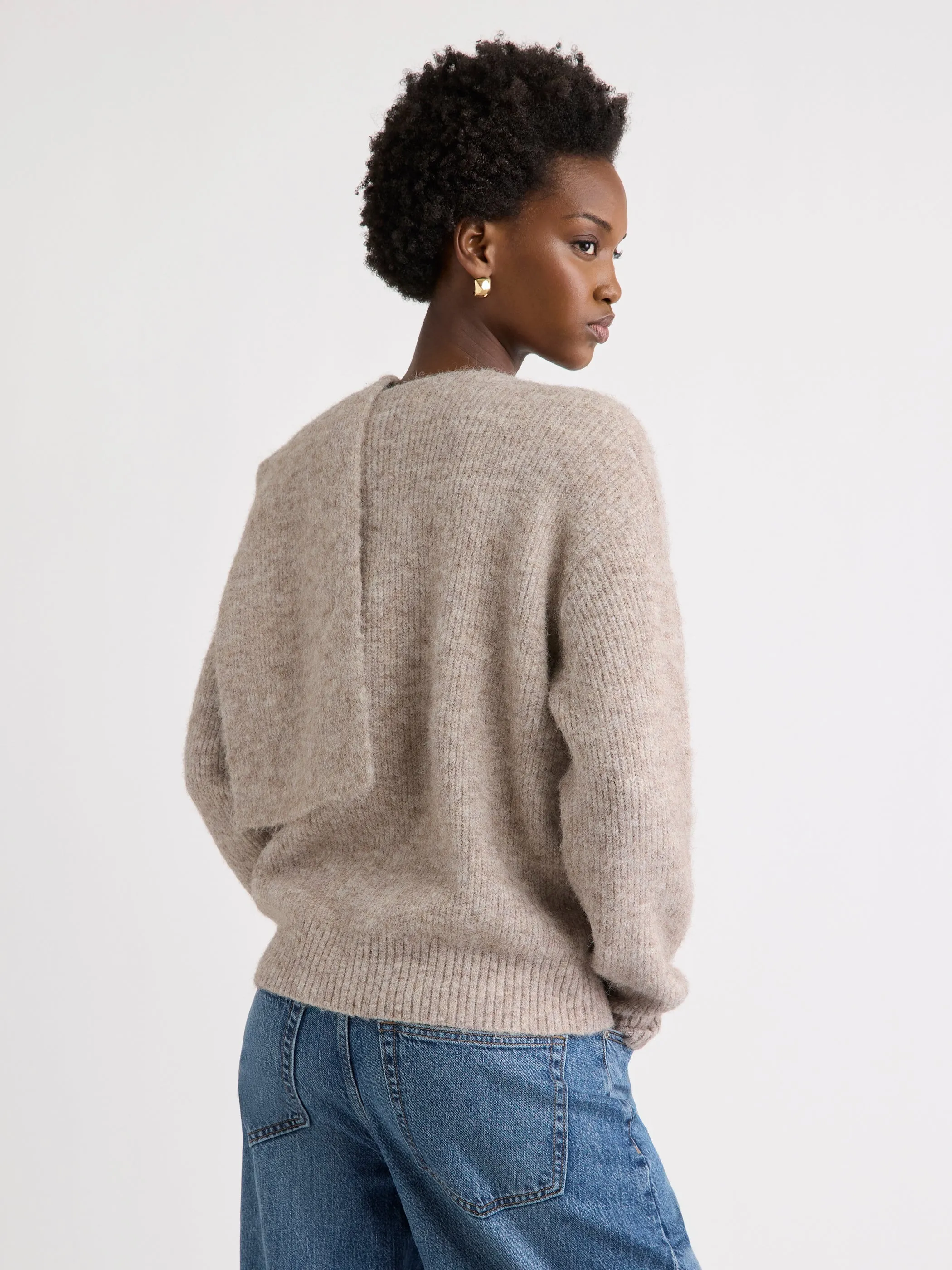 Long-Sleeve Crew-Neck Fuzzy-Knit Sweater with Scarf sold by RW&CO. product image thumbnail 3