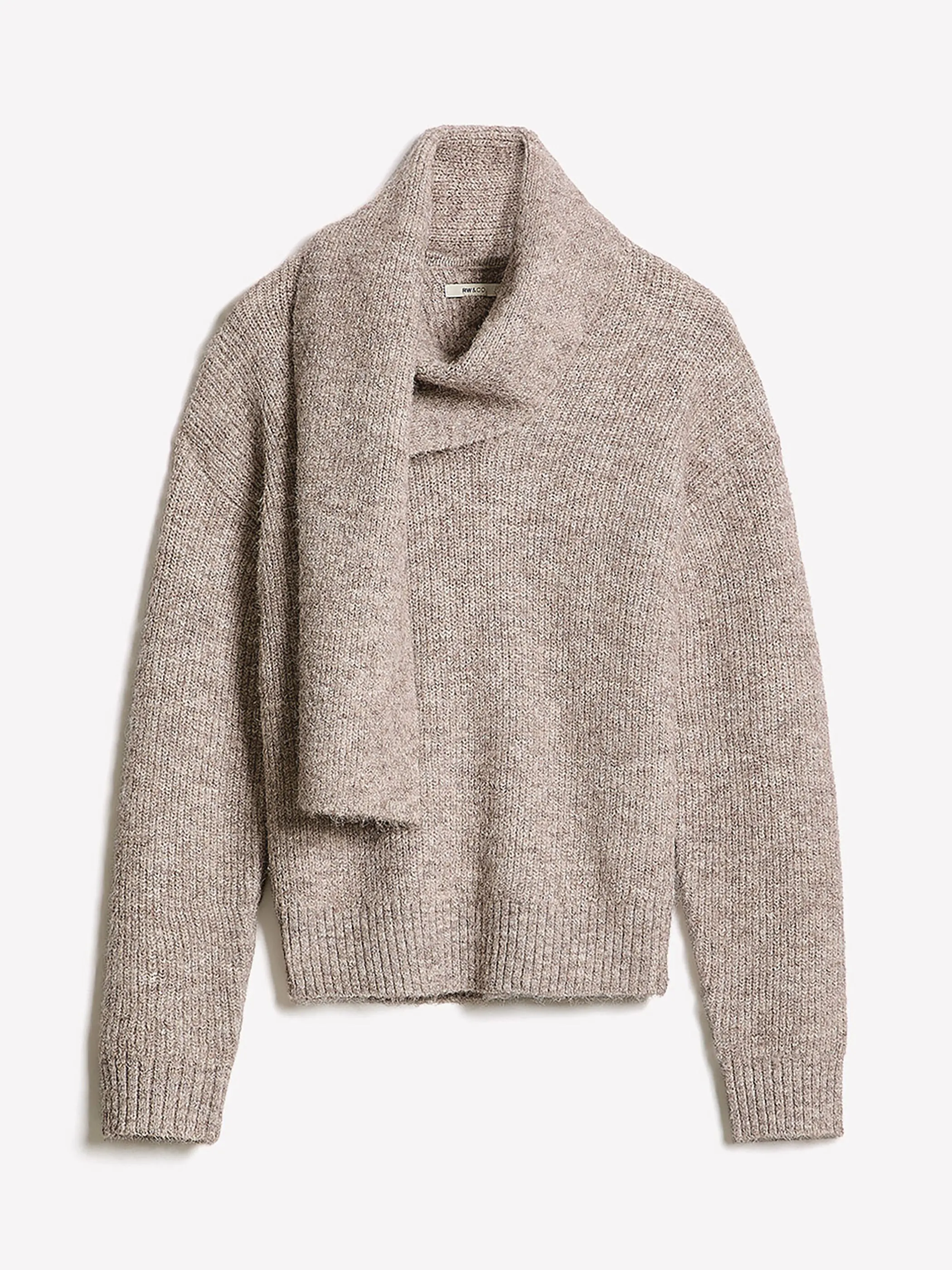 Long-Sleeve Crew-Neck Fuzzy-Knit Sweater with Scarf sold by RW&CO. product image thumbnail 4