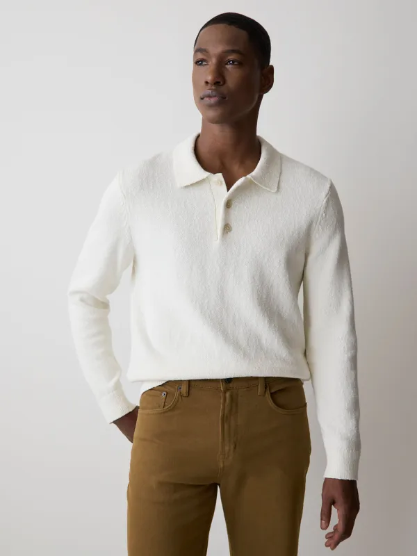 Long-Sleeve Bouclé Polo Sweater sold by RW&CO.