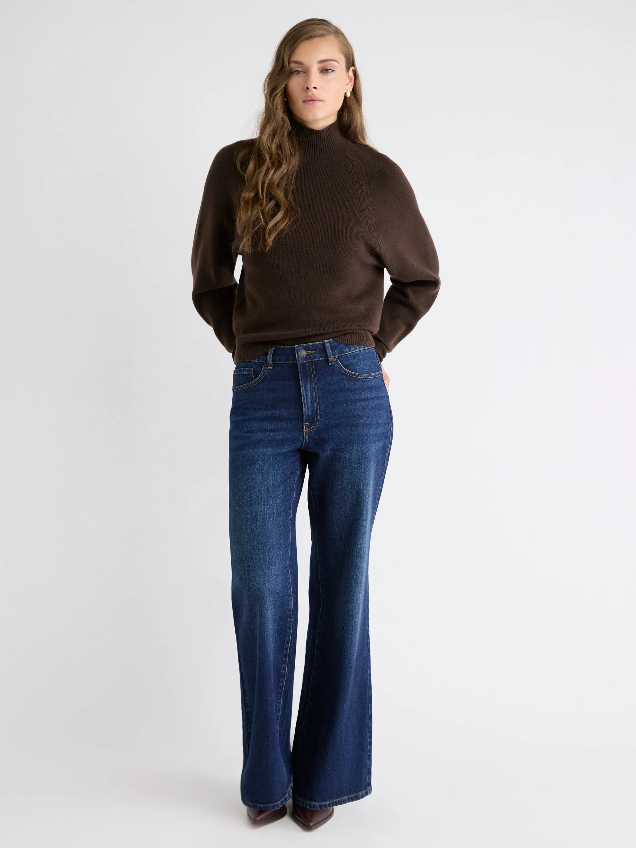 Long-Sleeve Mock-Neck Ribbed Pullover sold by RW&CO. product image thumbnail 2