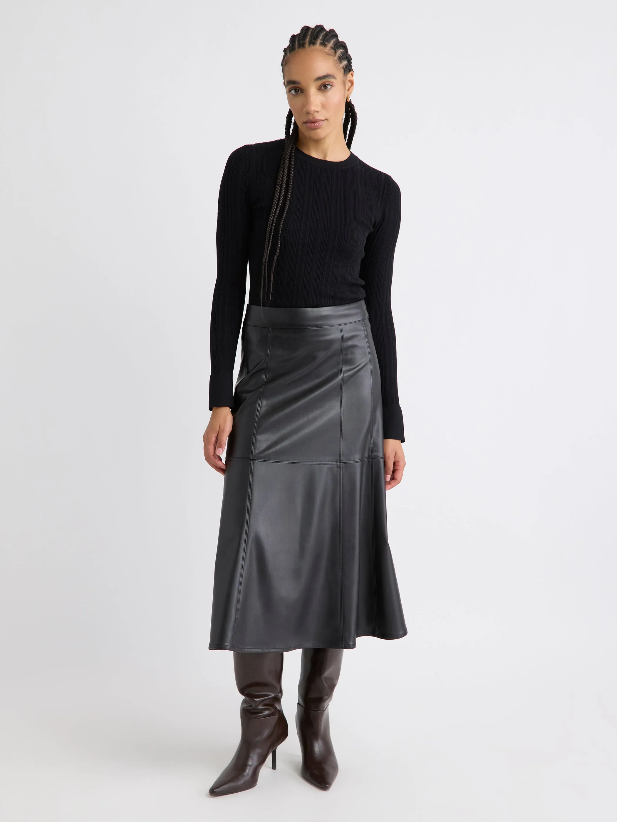 Long-Sleeve Crew-Neck Bodycon Top with Pointelle Stitches sold by RW&CO. product image thumbnail 2