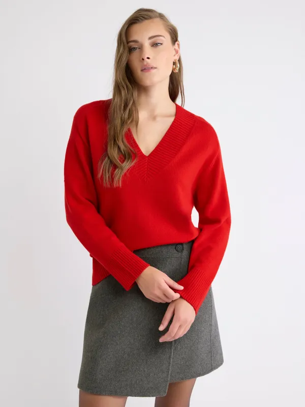 Long-Sleeve V-Neck Merino-Blend Sweater sold by RW&CO.