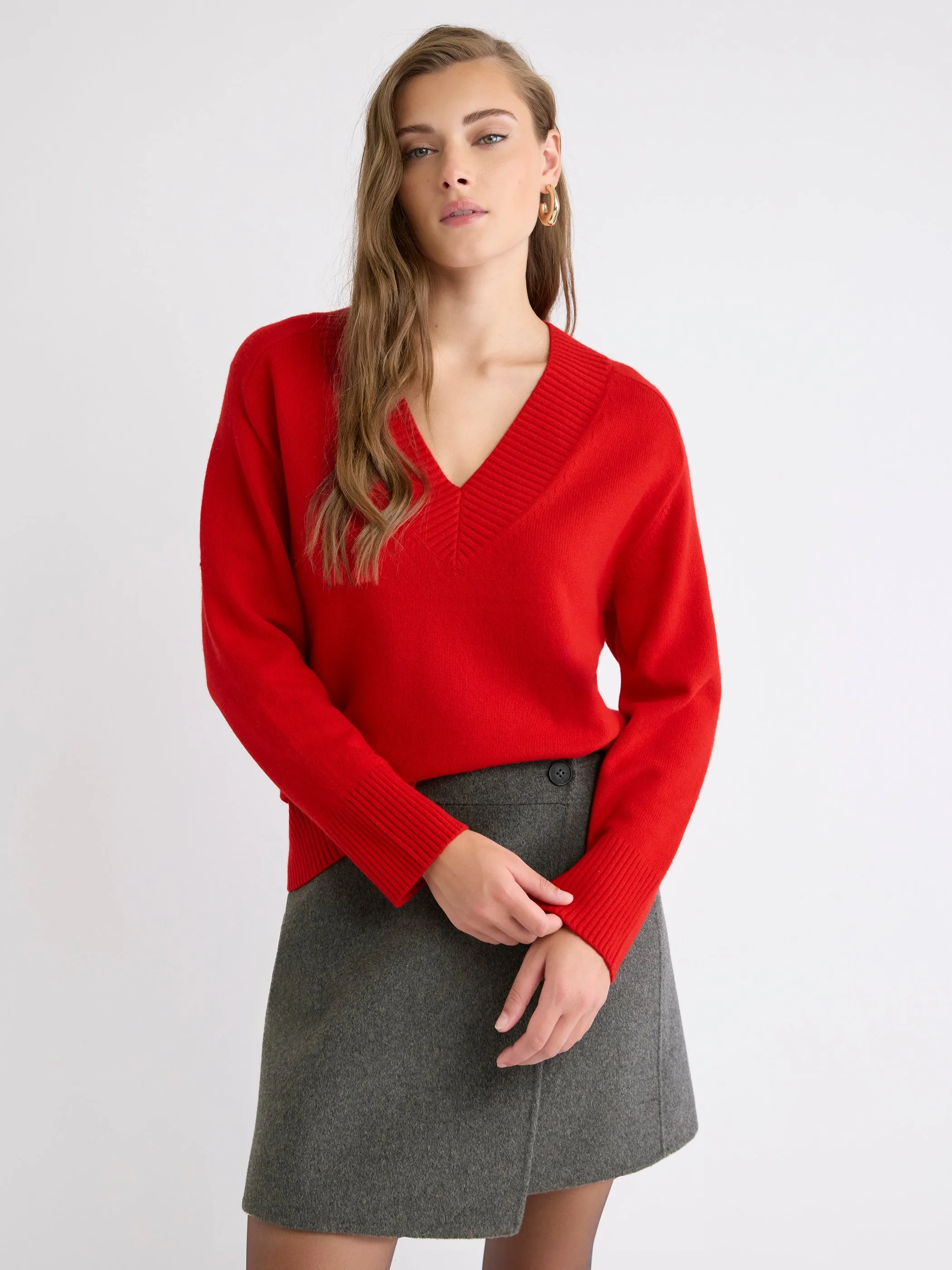 Long-Sleeve V-Neck Merino-Blend Sweater sold by RW&CO.