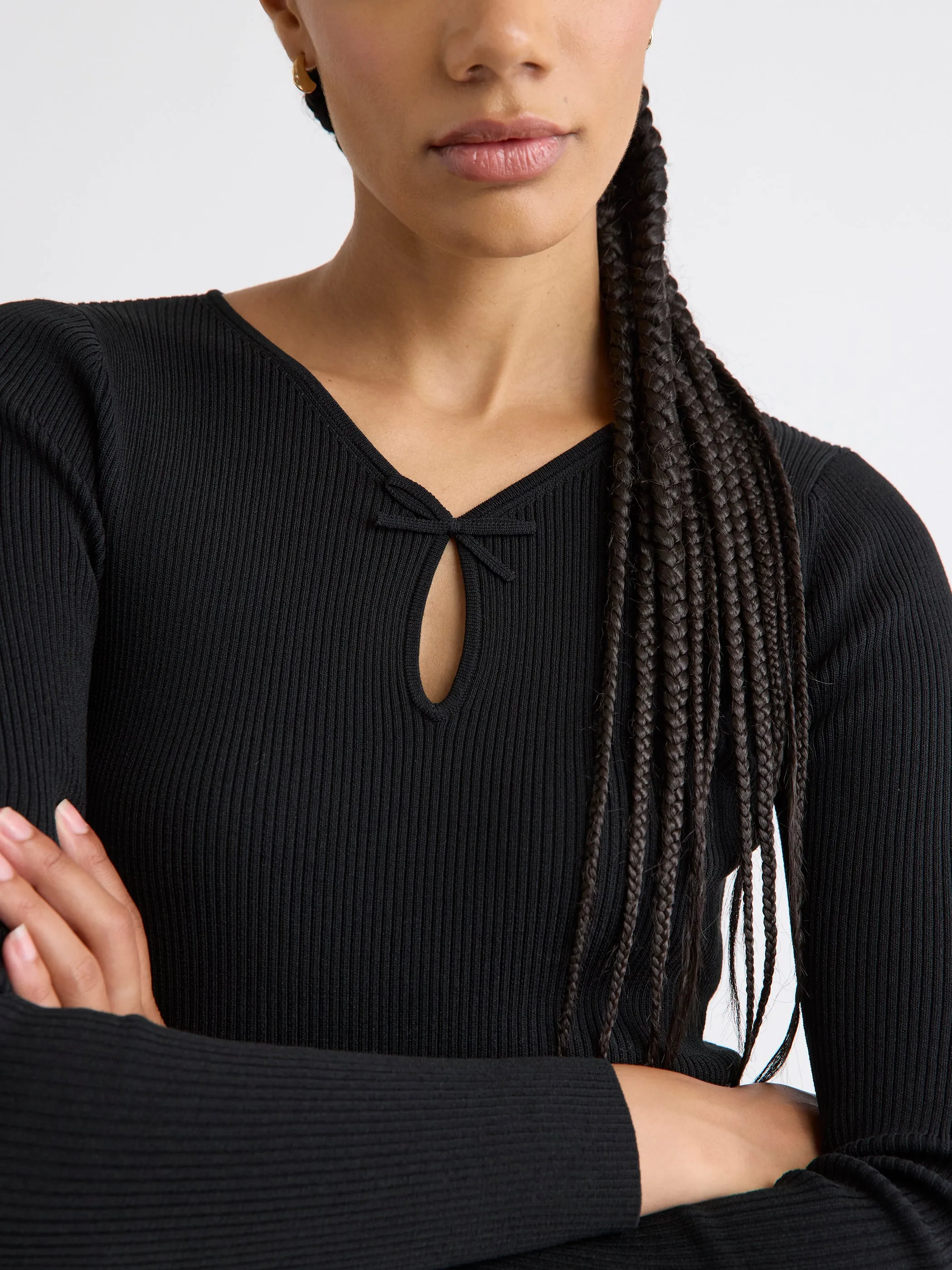 Long-Sleeve V-Neck Ribbed Top sold by RW&CO. product image thumbnail 4