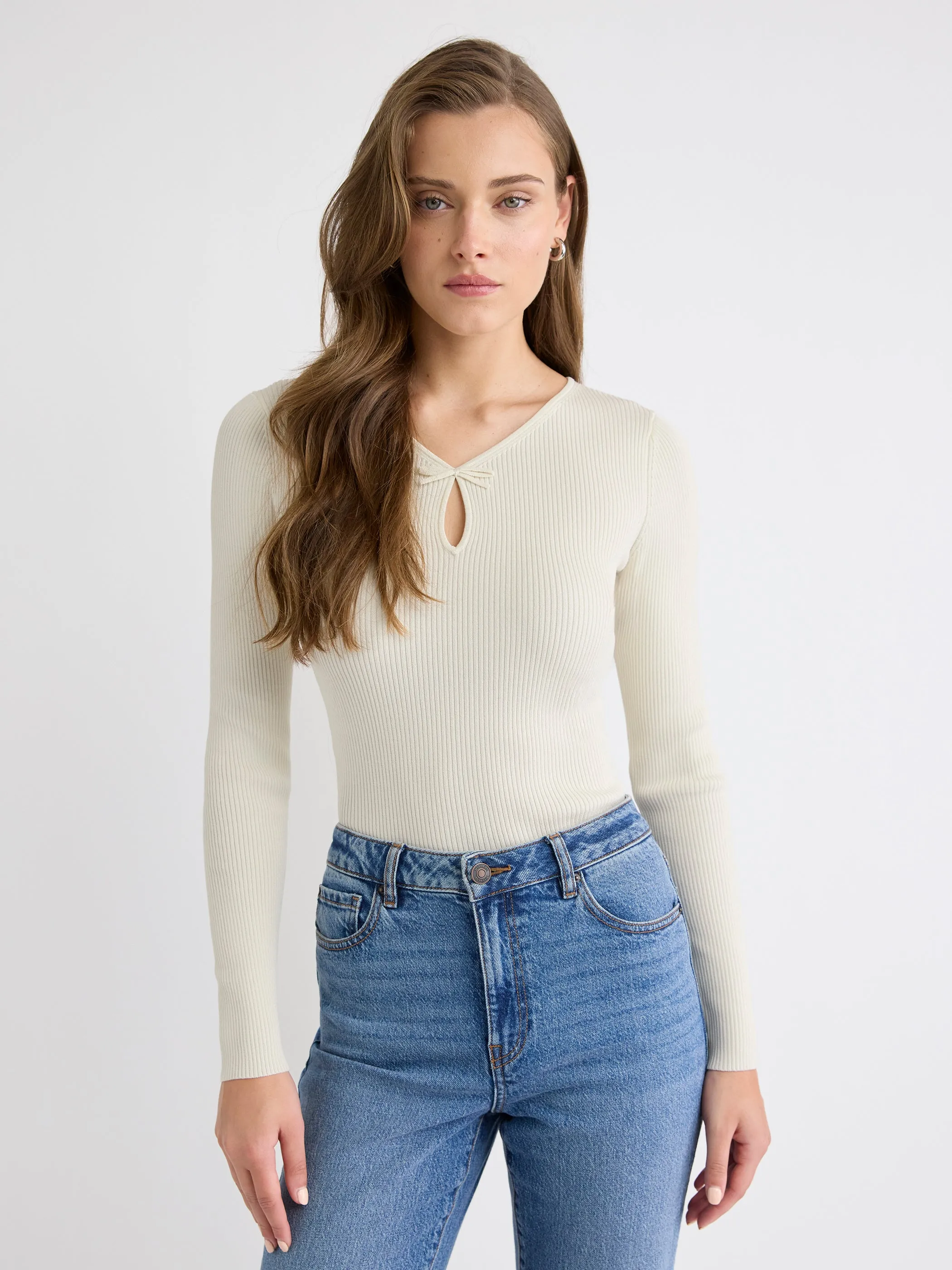 Long-Sleeve V-Neck Ribbed Top sold by RW&CO. product image thumbnail 5
