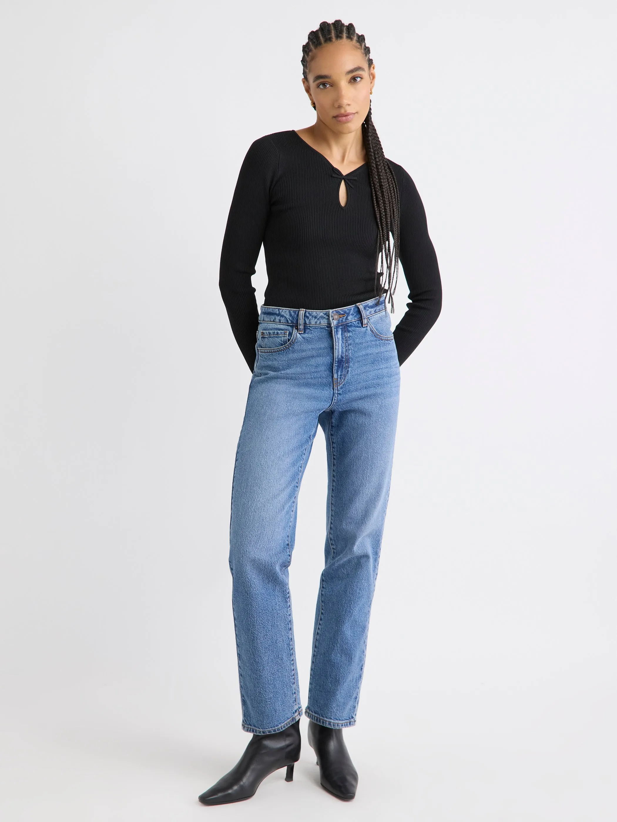 Long-Sleeve V-Neck Ribbed Top sold by RW&CO. product image thumbnail 2