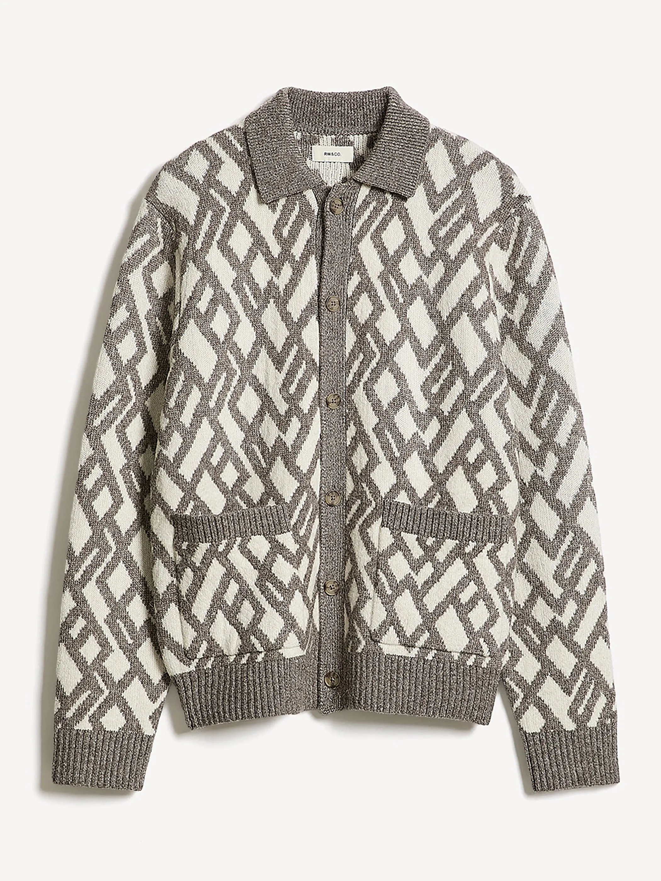 Alpaca-Blend Argyle Cardigan sold by RW&CO. product image thumbnail 4