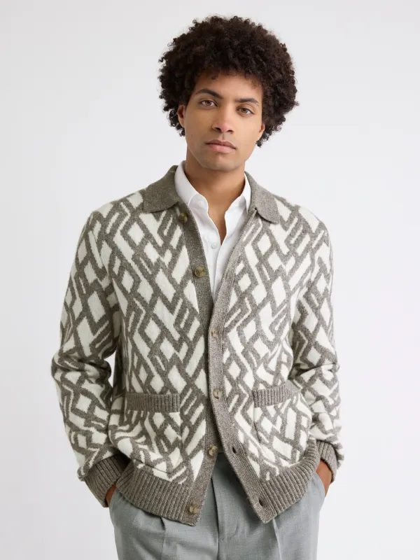 Alpaca-Blend Argyle Cardigan sold by RW&CO.