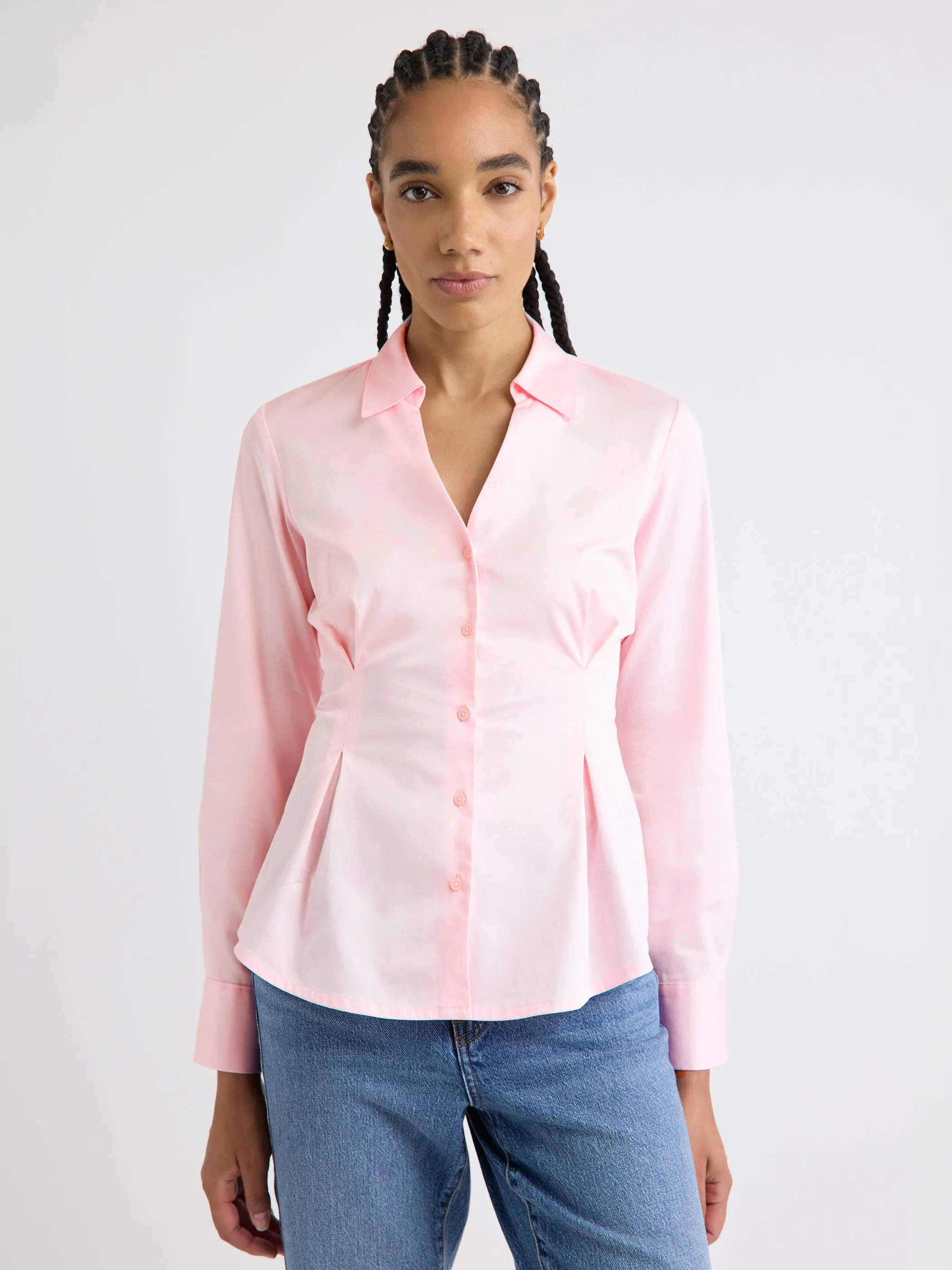 Long-Sleeve Buttoned-Down Poplin Blouse sold by RW&CO. product image thumbnail 5