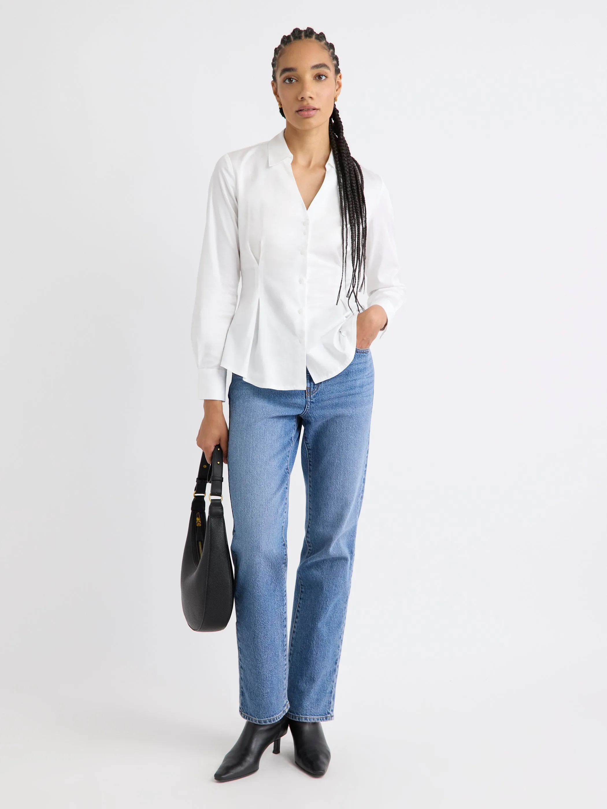 Long-Sleeve Buttoned-Down Poplin Blouse sold by RW&CO. product image thumbnail 2