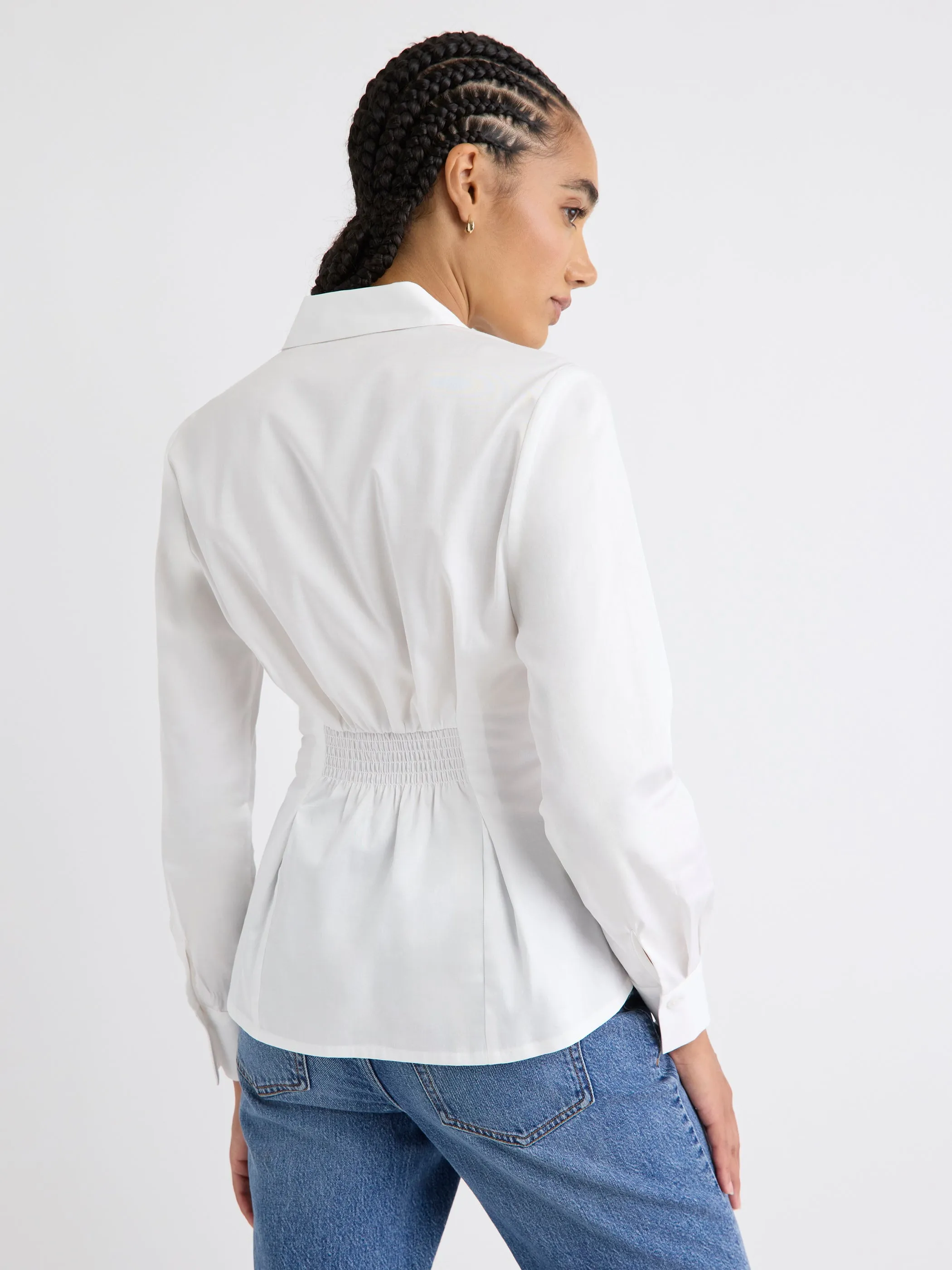 Long-Sleeve Buttoned-Down Poplin Blouse sold by RW&CO. product image thumbnail 3