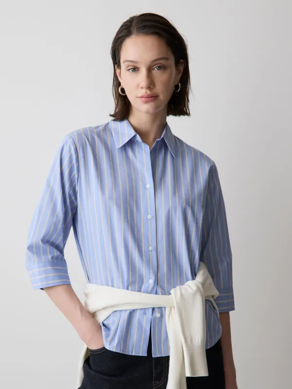 Striped Buttoned-Down Cotton Blouse sold by RW&CO.