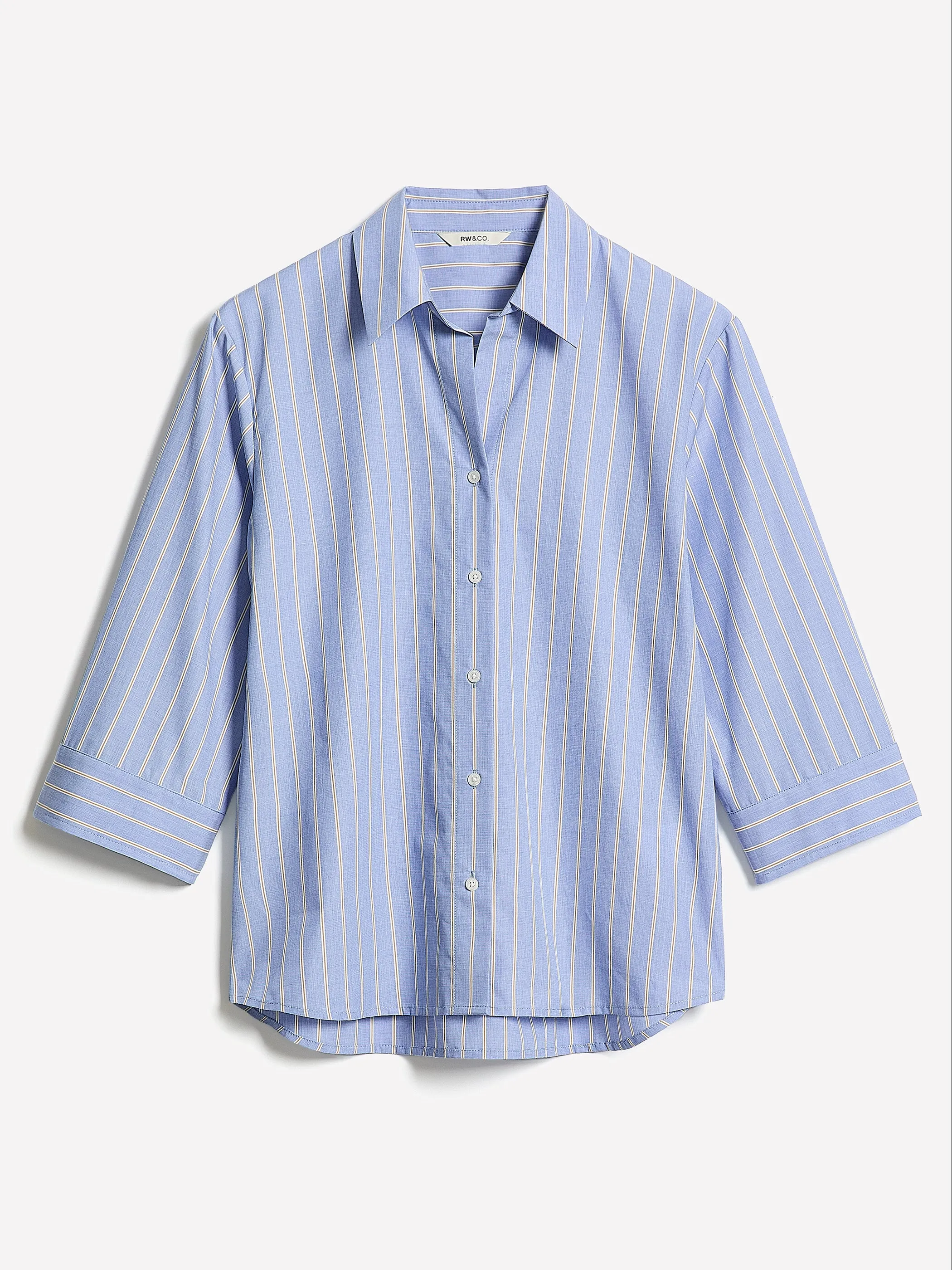 Striped Buttoned-Down Cotton Blouse sold by RW&CO. product image thumbnail 5