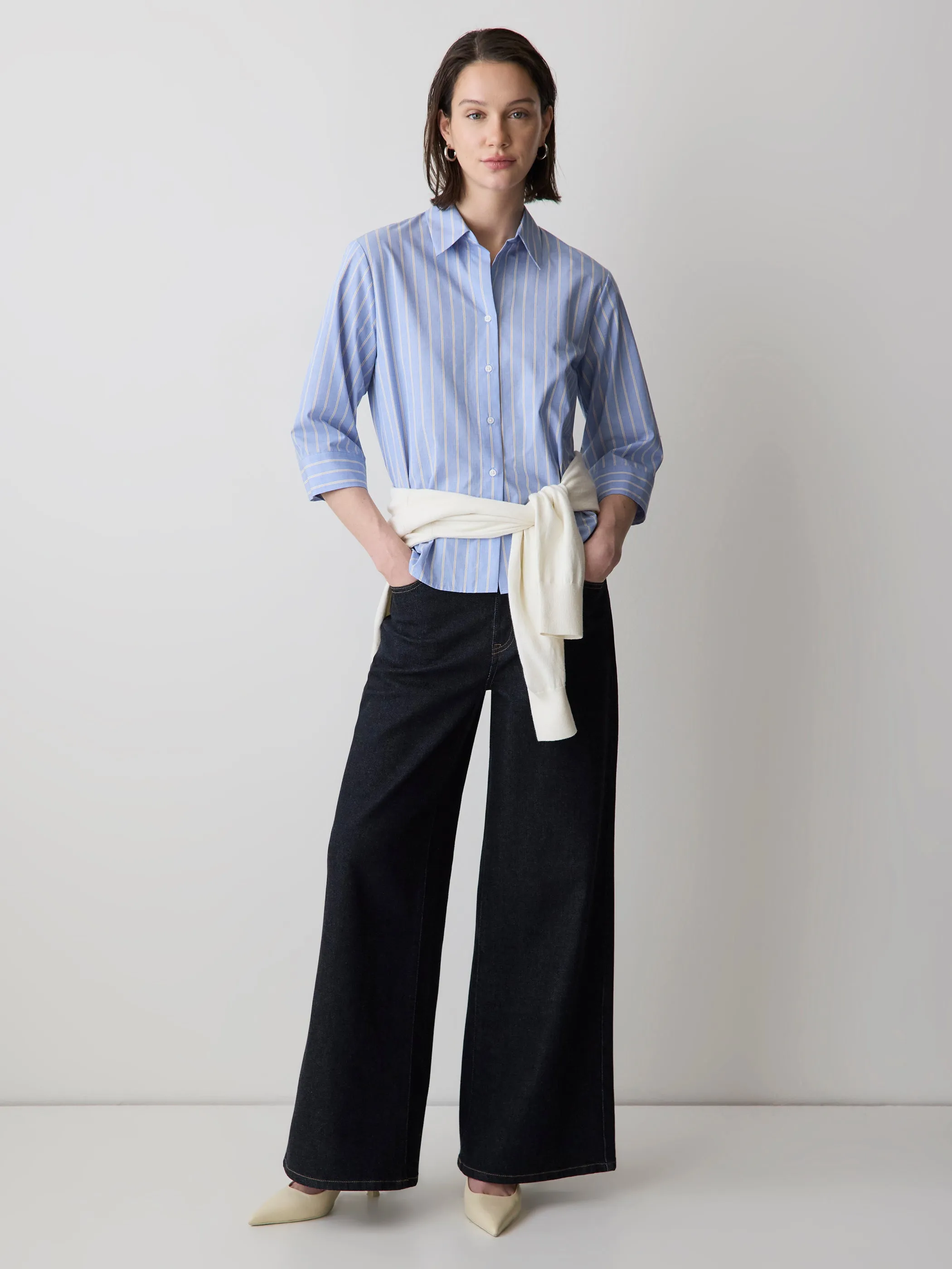 Striped Buttoned-Down Cotton Blouse sold by RW&CO. product image thumbnail 2