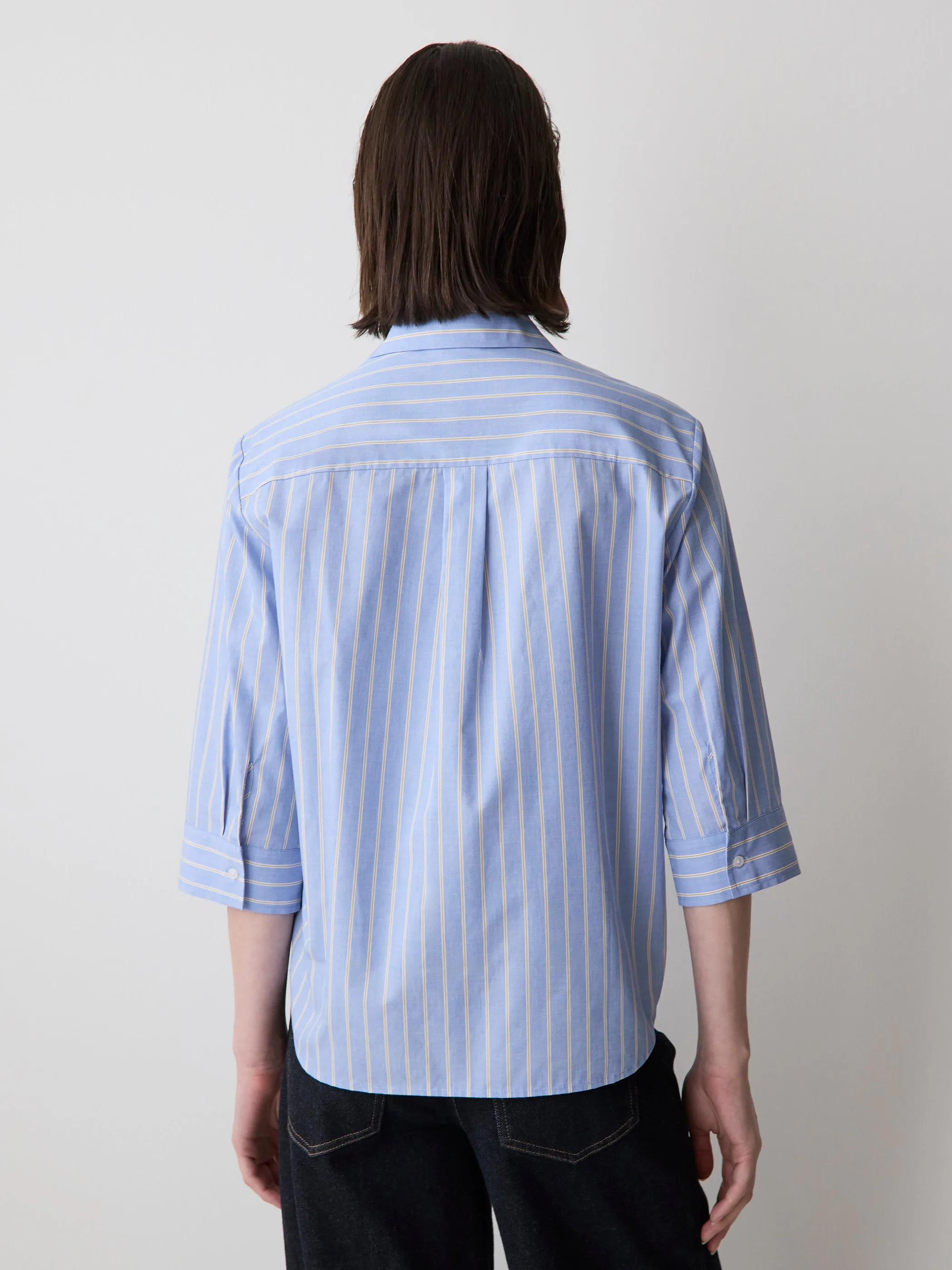 Striped Buttoned-Down Cotton Blouse sold by RW&CO. product image thumbnail 3