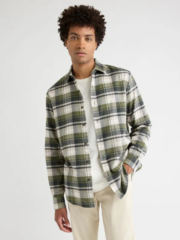 Regular-Fit Green Plaid Flannel Shirt sold by RW&CO.