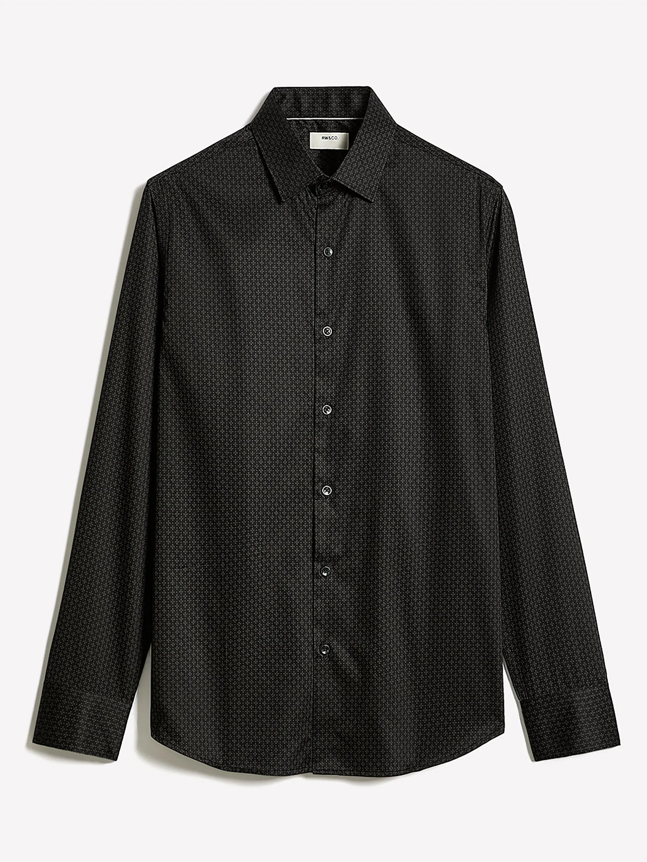 Black Slim-Fit Dress Shirt with Geo Pattern sold by RW&CO. product image thumbnail 4
