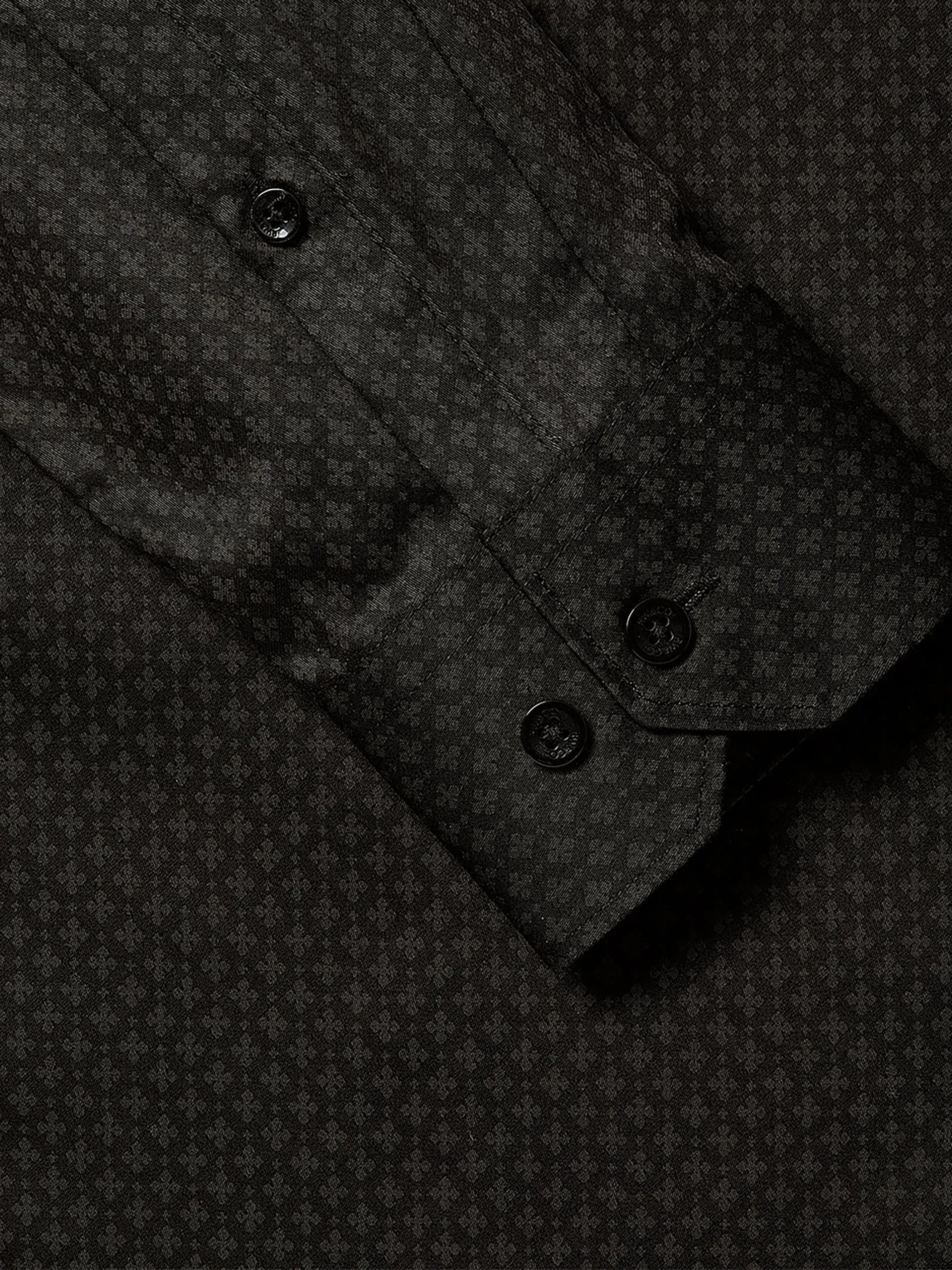 Black Slim-Fit Dress Shirt with Geo Pattern sold by RW&CO. product image thumbnail 5