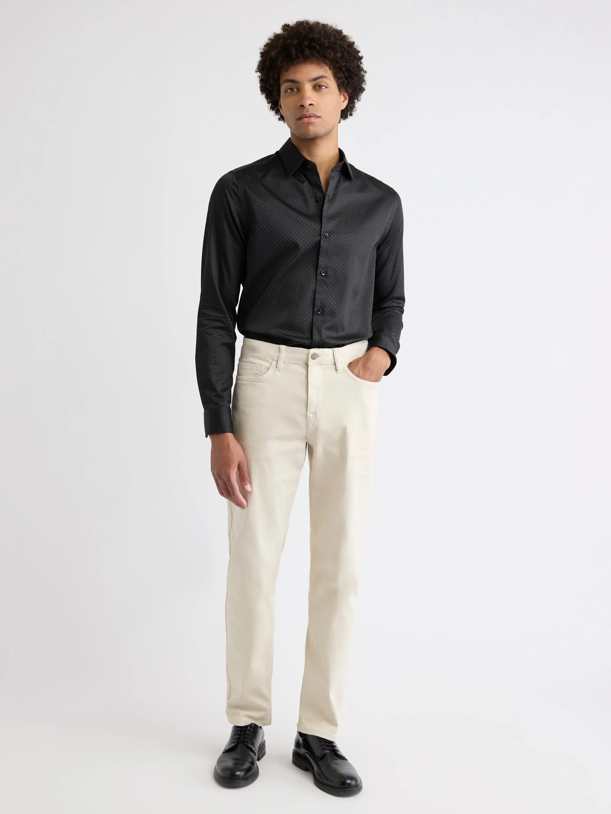 Black Slim-Fit Dress Shirt with Geo Pattern sold by RW&CO. product image thumbnail 2