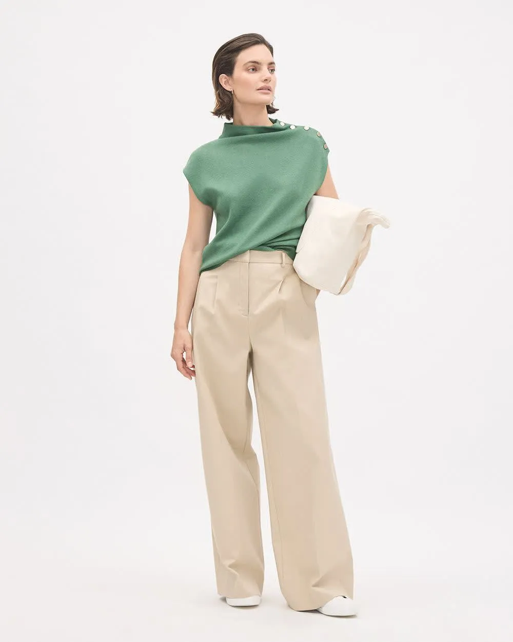 Sleeveless Mock-Neck Sweater with Buttons at Shoulder sold by RW&CO. product image thumbnail 2